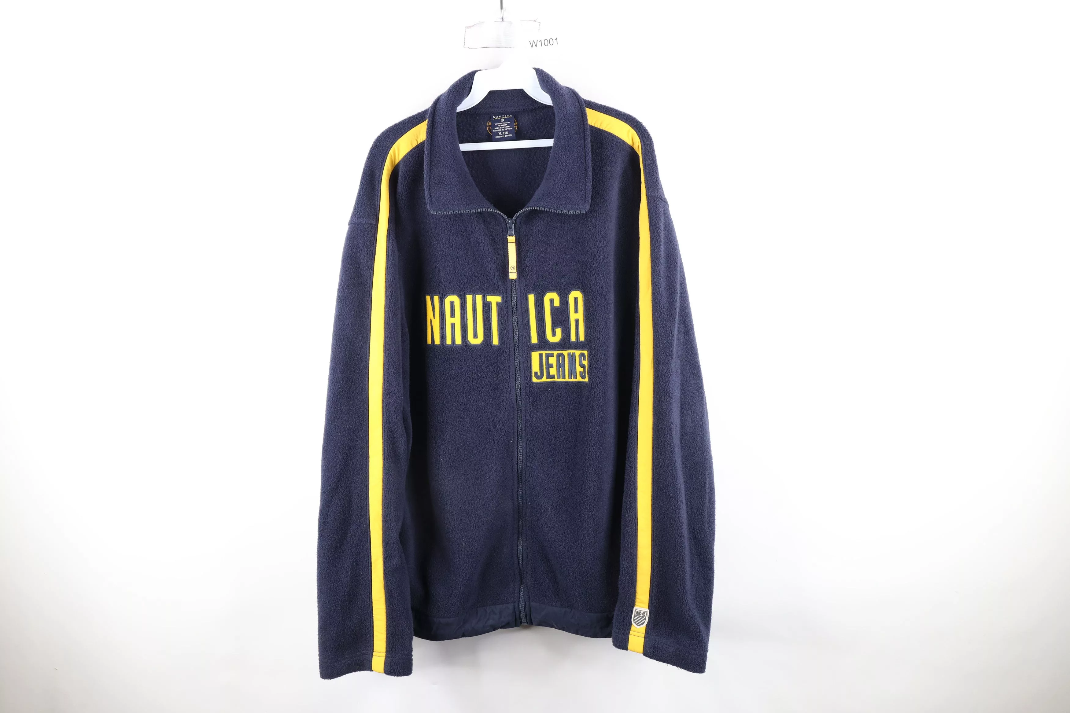Nautica Light Jackets Nautica × Vintage Vintage 90s Nautica Block Letter Full Zip Fleece Jacket Blue