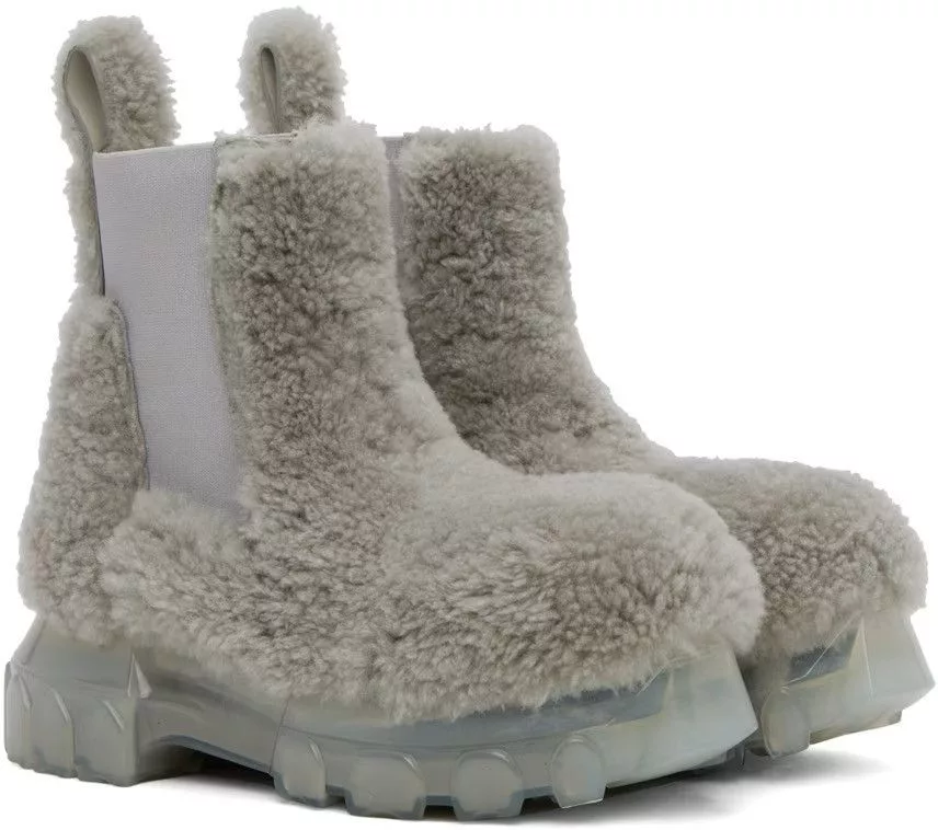 Rick Owens Boots Rick Owens Gray Beatle Bozo Tractor Boots