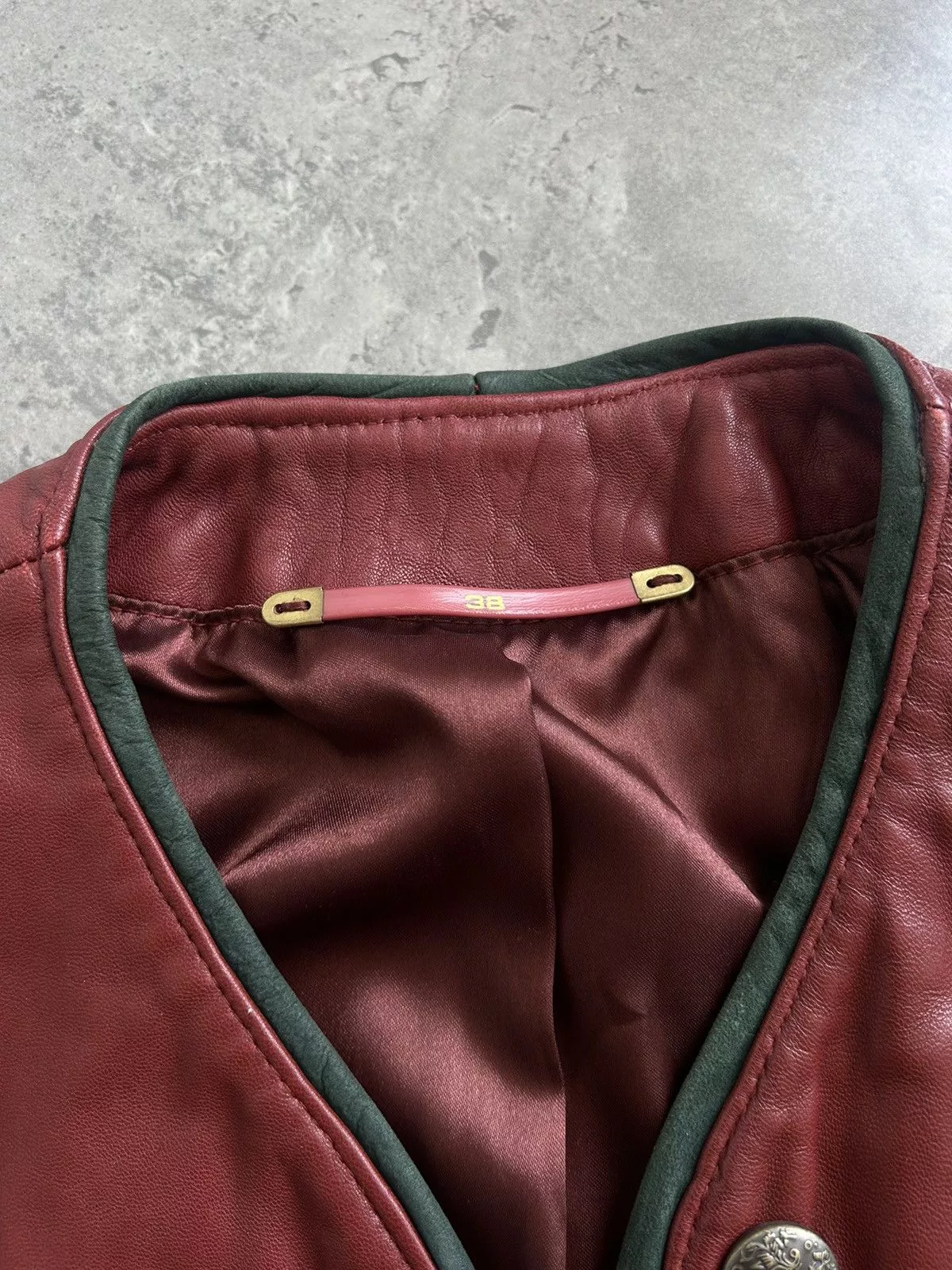 Vintage Leather Jackets RARE Gorgeous Leather Cherry Vintage Jacket with embroidery Red