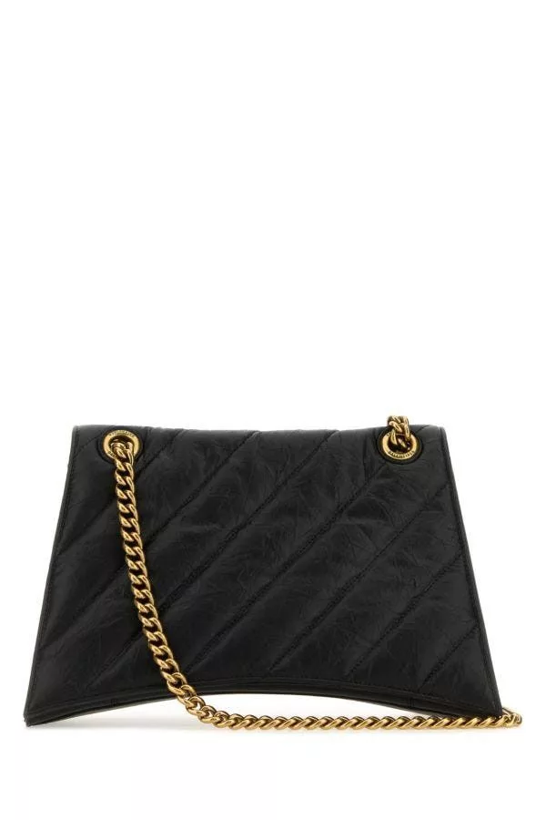 Balenciaga Crossbody Bags Balenciaga Black Leather Medium Crush Shoulder Bag Multi