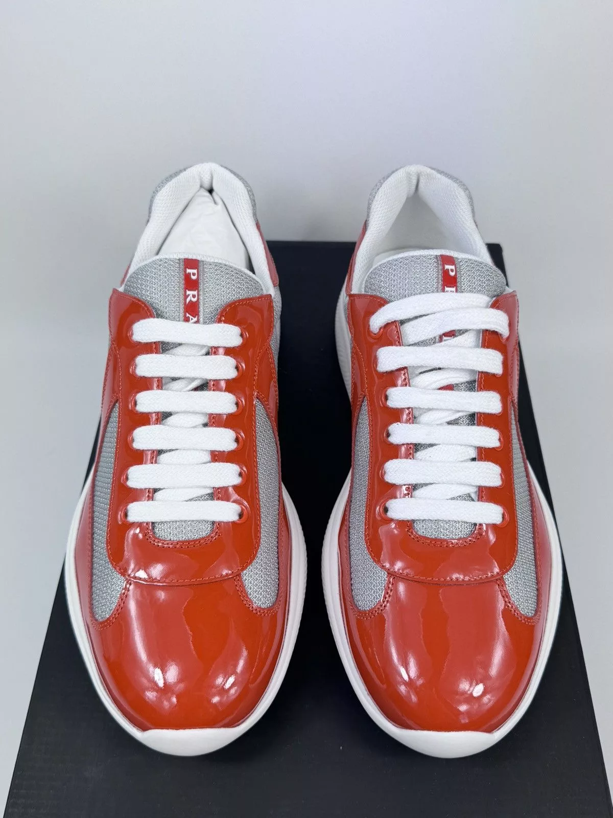 Prada Low Top Sneakers Prada PATENT FINISH SNEAKERS Orange
