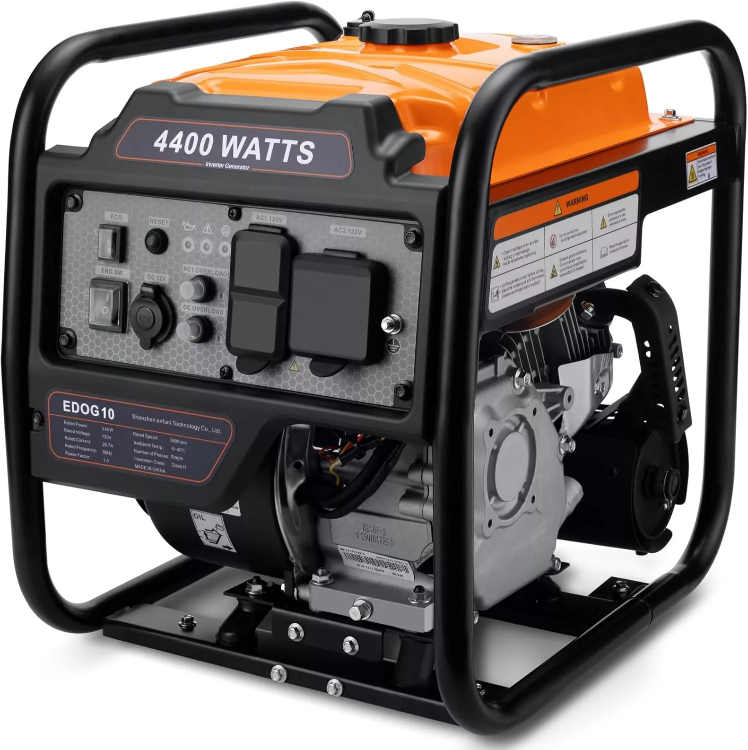 Power Equipment Inverter Generator 4400W Gas Powered Portable Open Frame Low Noise ECO Mode RV Ready Emergency Backup