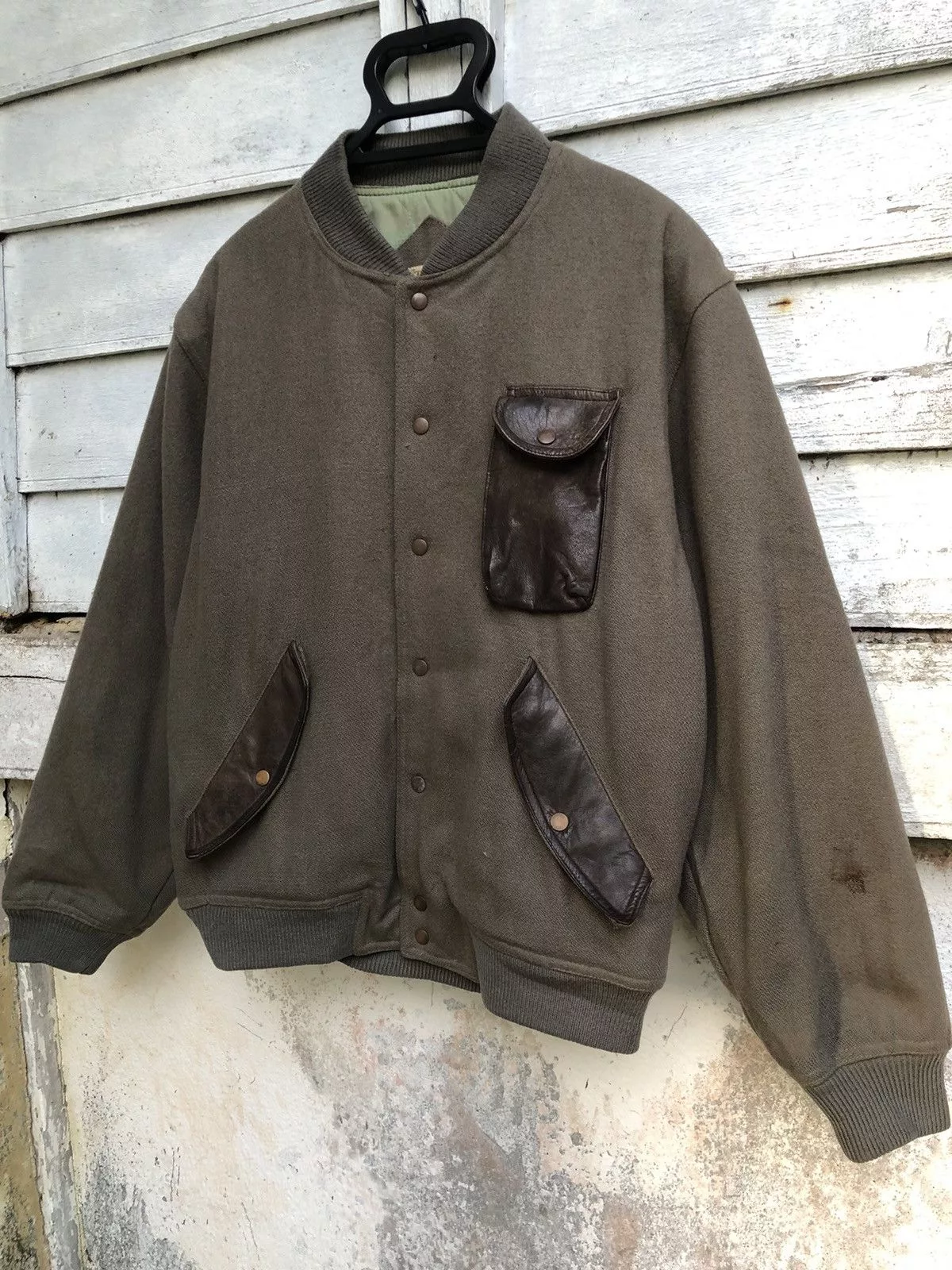 Other Bombers Other Vintage Miller Leather Trim Wool Campus Varsity Jacket Green