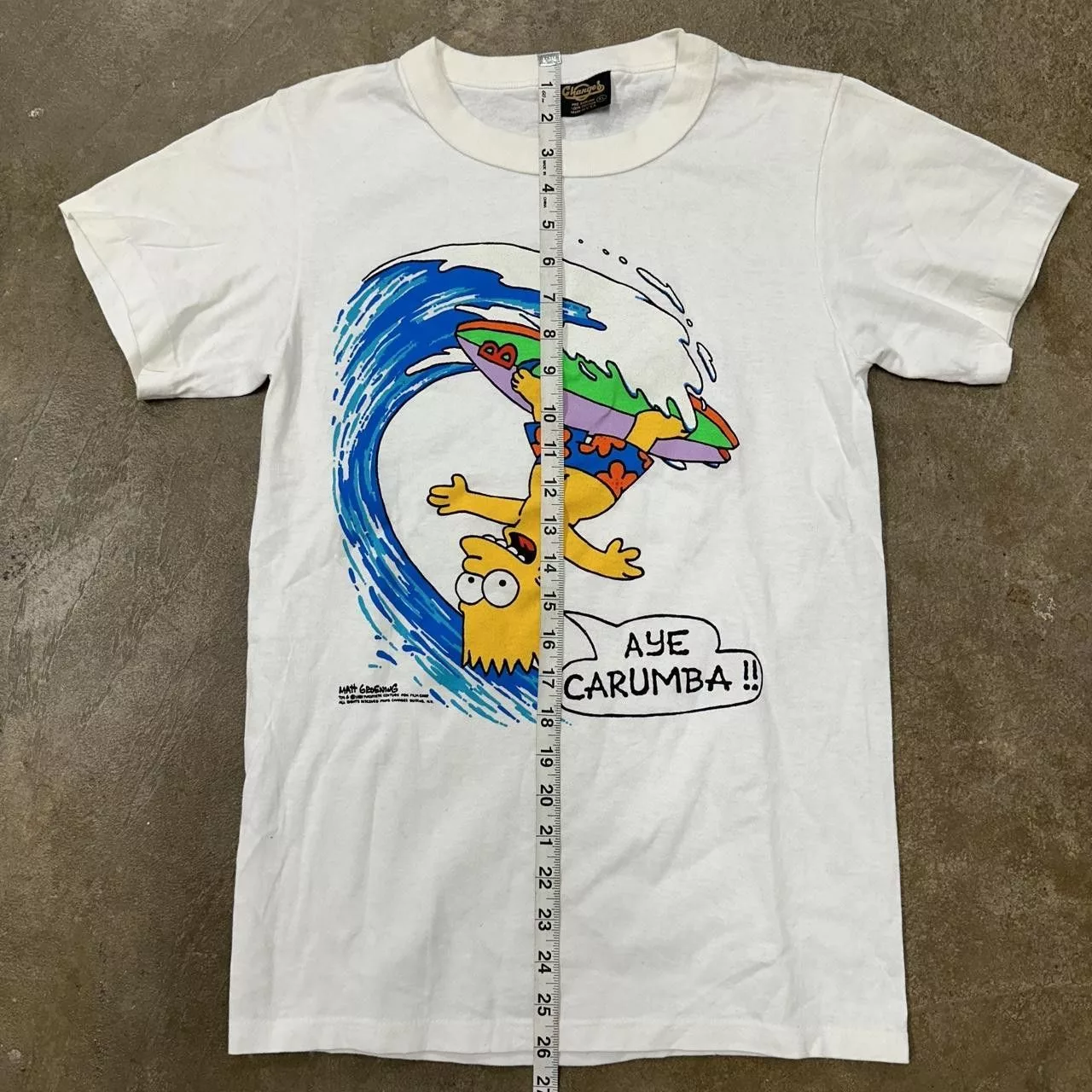 Changes Short Sleeve T Shirts RARE Vintage Bart Simpson Changes Single Stitch Surfing White