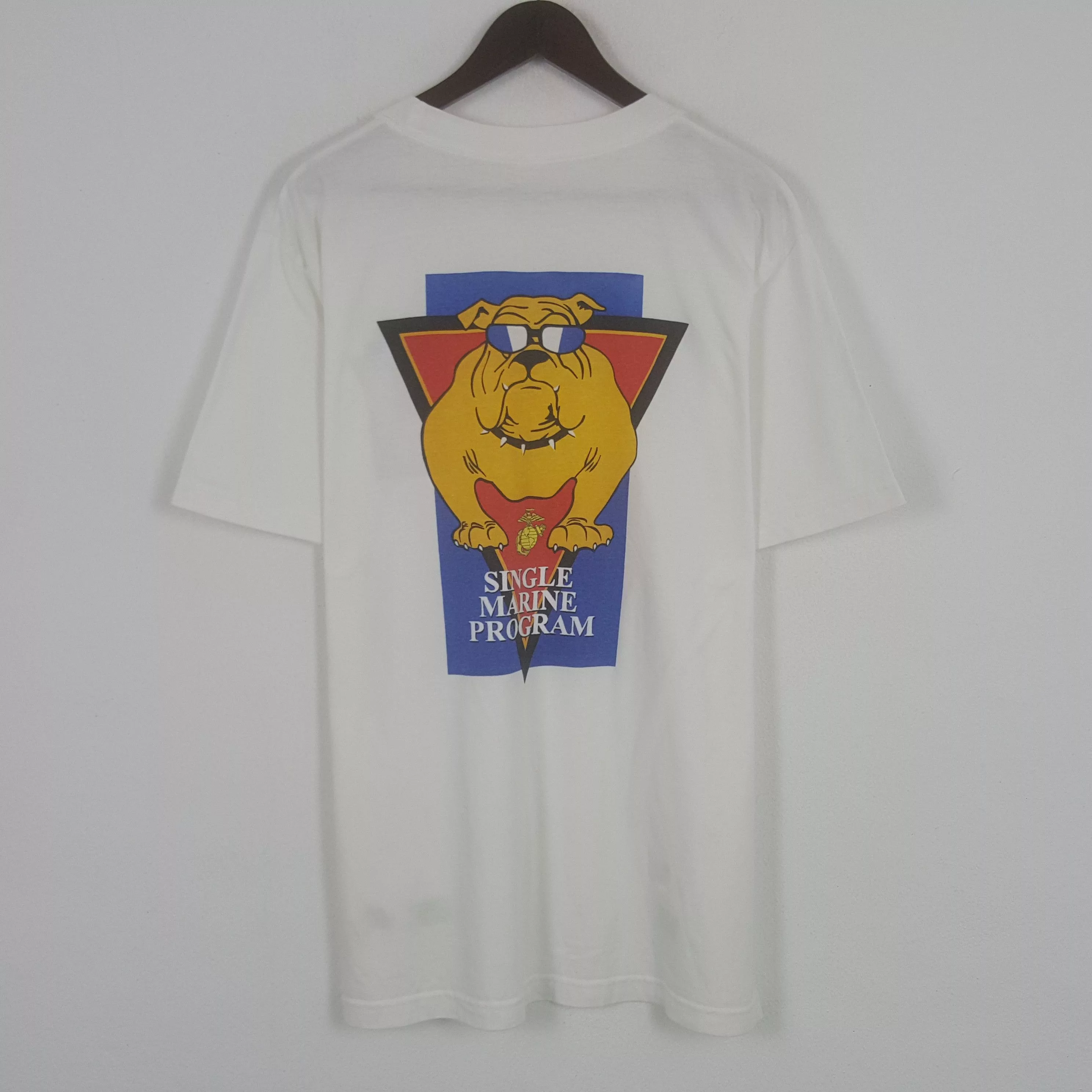 Vintage Short Sleeve T Shirts Vintage Single Marine Program Tshirt White Streetwear