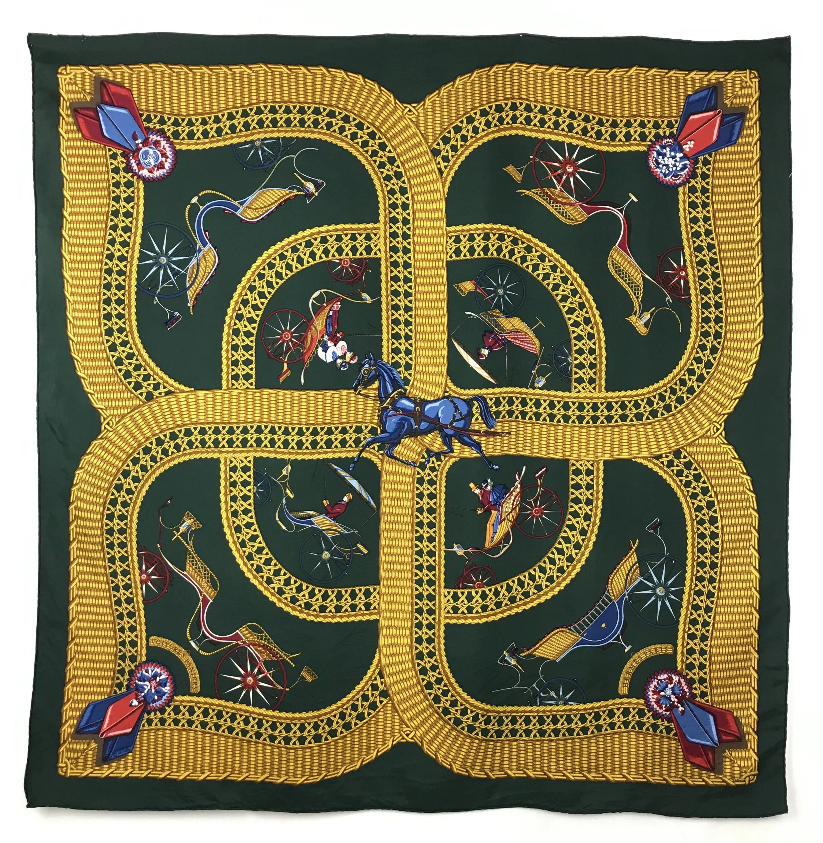 Hermes Scarves Hermes × Vintage H836 Vintage Hermes Silk Scarf Voitures Paniers by J Abadie Multi Luxury