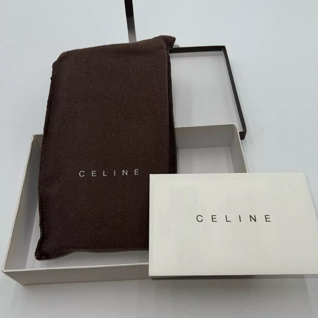 Celine Wallets CELINE RARE Embossed Macadam Long Leather Wallet with full inclusion Orange