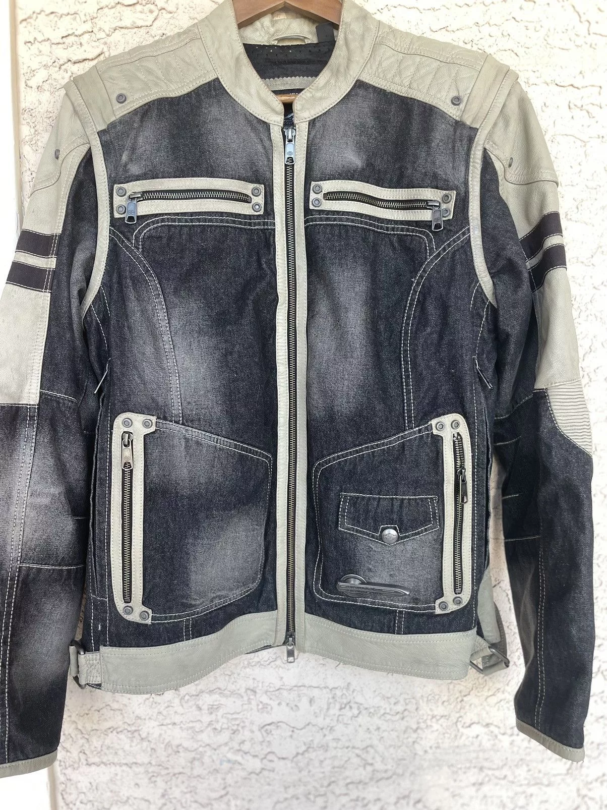 Harley Davidson Denim Jackets Harley Davidson Leather & Denim Riding Jacket Gray Streetwear