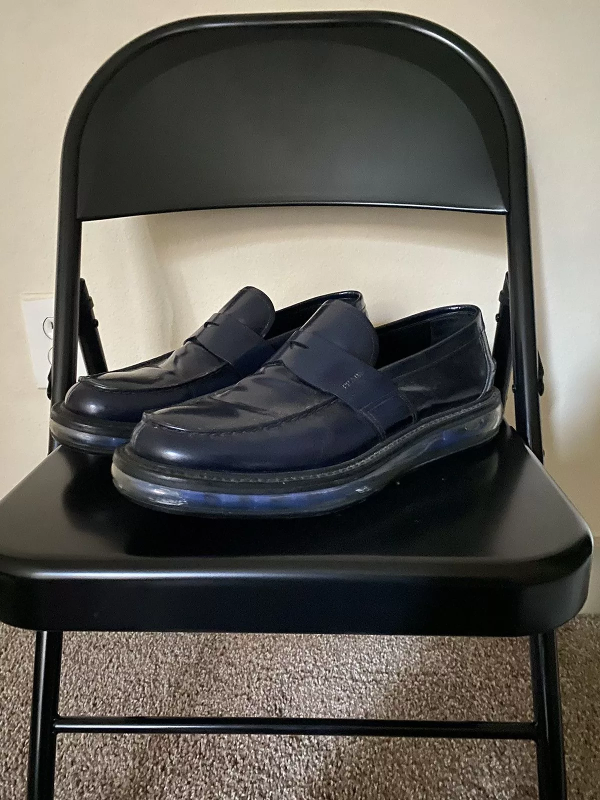 Prada Casual Leather Shoes Prada FW/12 Levitate Penny Loafer Blue