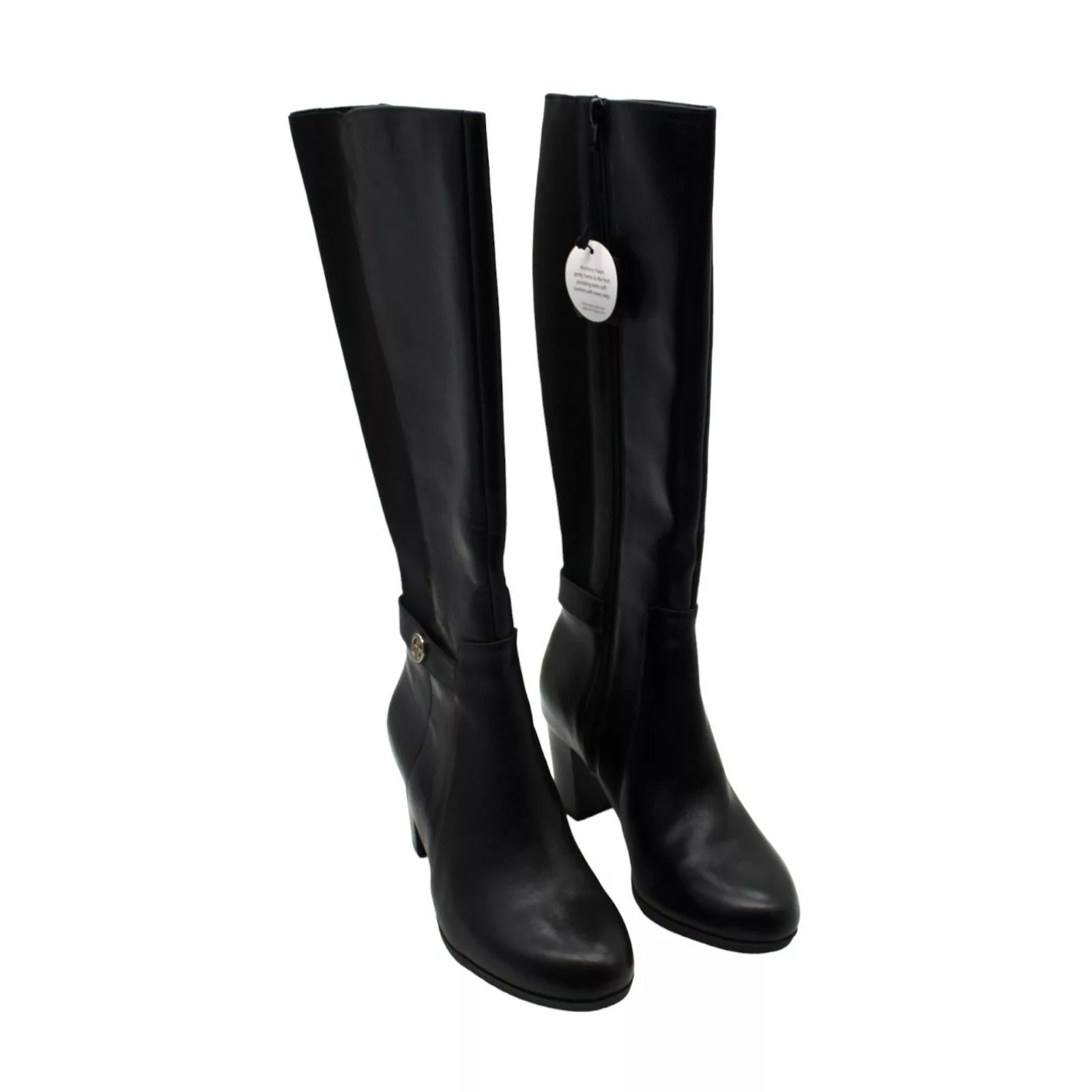 Other Boots Other Giani Bernini Womens Black Round Toe Block Heel Zip-up Leath