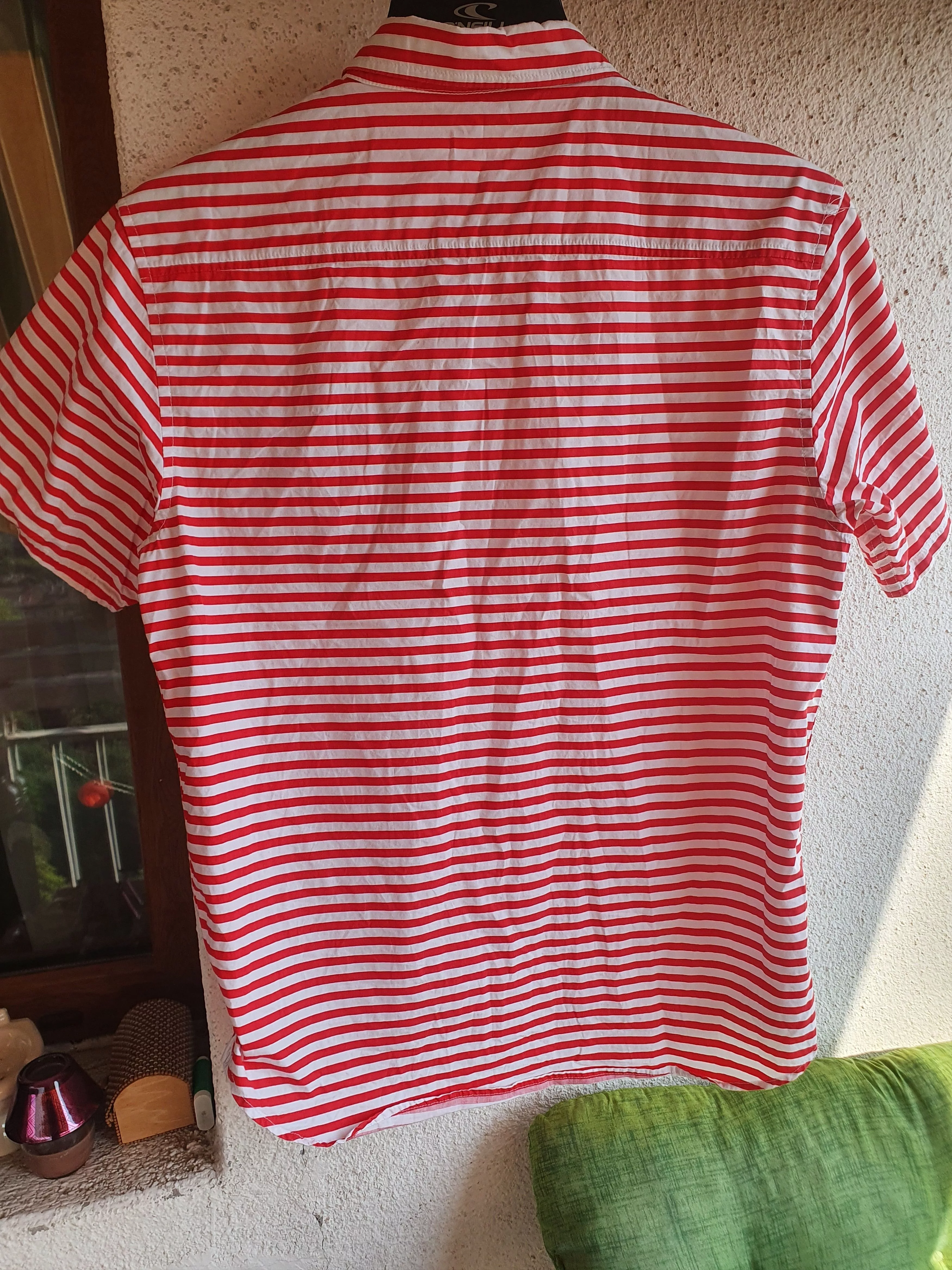 Undefeated Shirts Button Ups Undefeated Red/White striped short sleeve button up shirt,S Streetwear