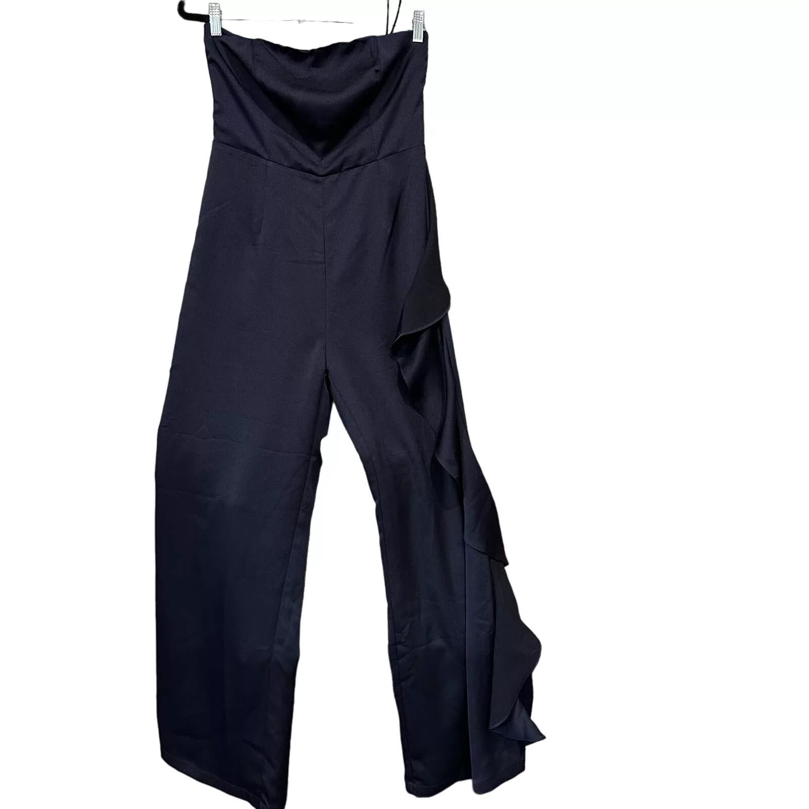 Other Jumpsuits Other Cascading Love Navy Blue Strapless Ruffled Wide-Leg Jumpsuit
