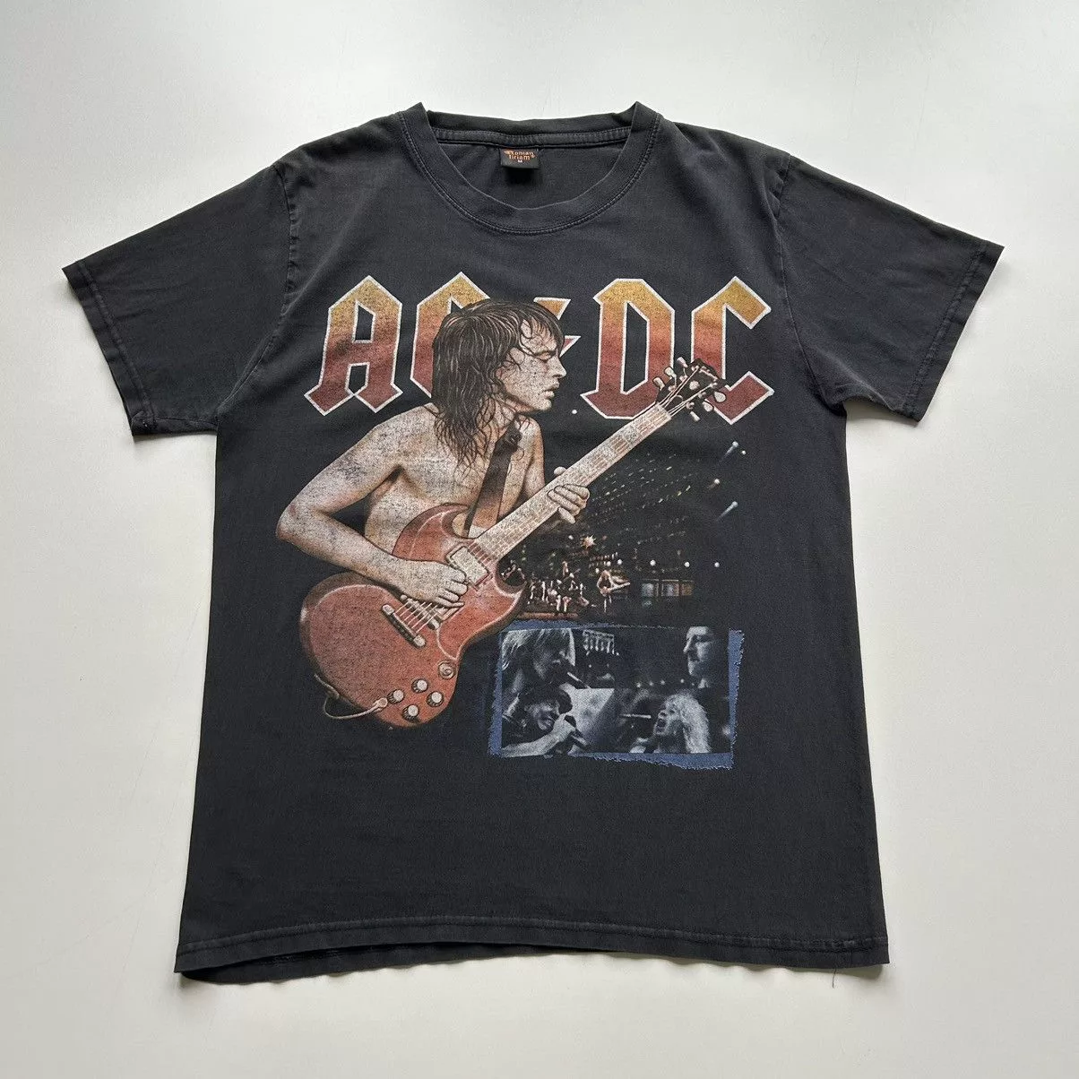 AC/DC Short Sleeve T Shirts AC/DC × Band Tees × Vintage Vintage 2000s Ac/Dc Double Sided Graphic Faded T Shirt Rare Black