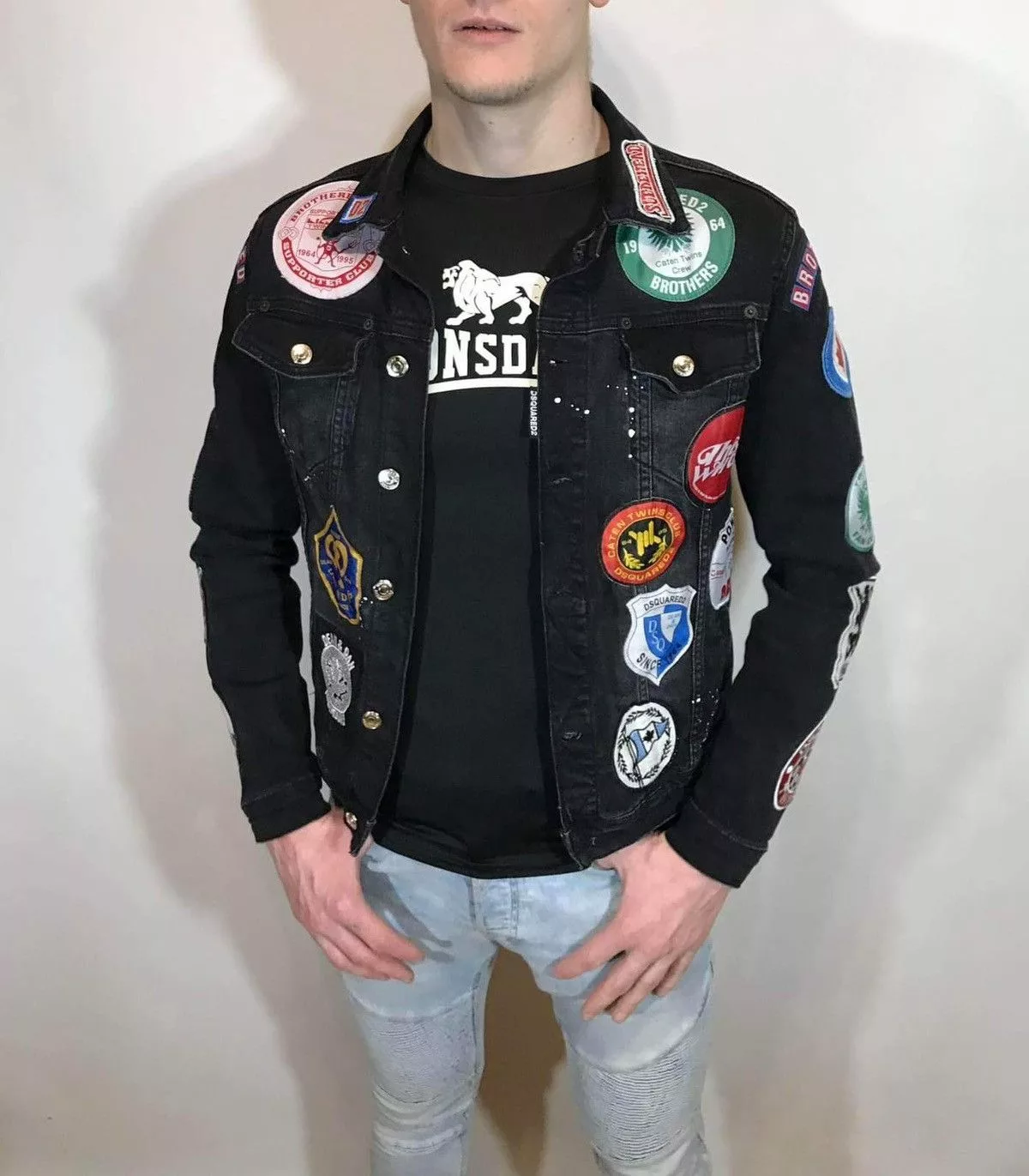 Dsquared2 Denim Jackets Dsquared2 made in Italy denim jacket with patch patches Black
