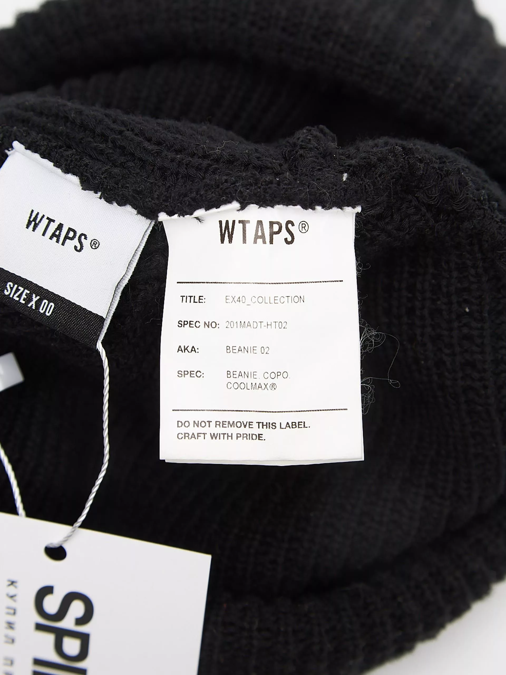Wtaps Hats Wtaps Black Logo Patched Cotton Beanie Hat