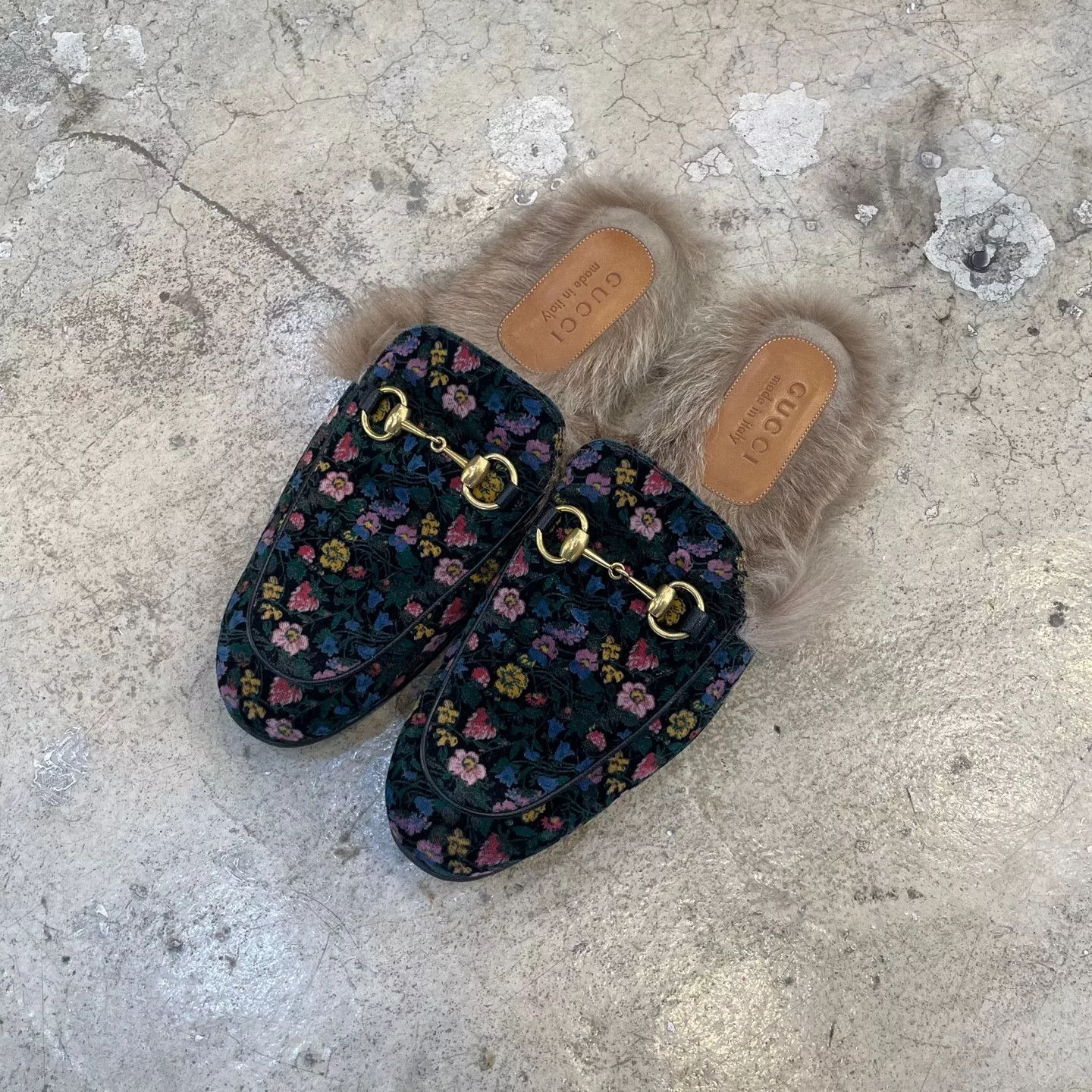 Gucci Sandals gucci floral princetown suede slippers Blue