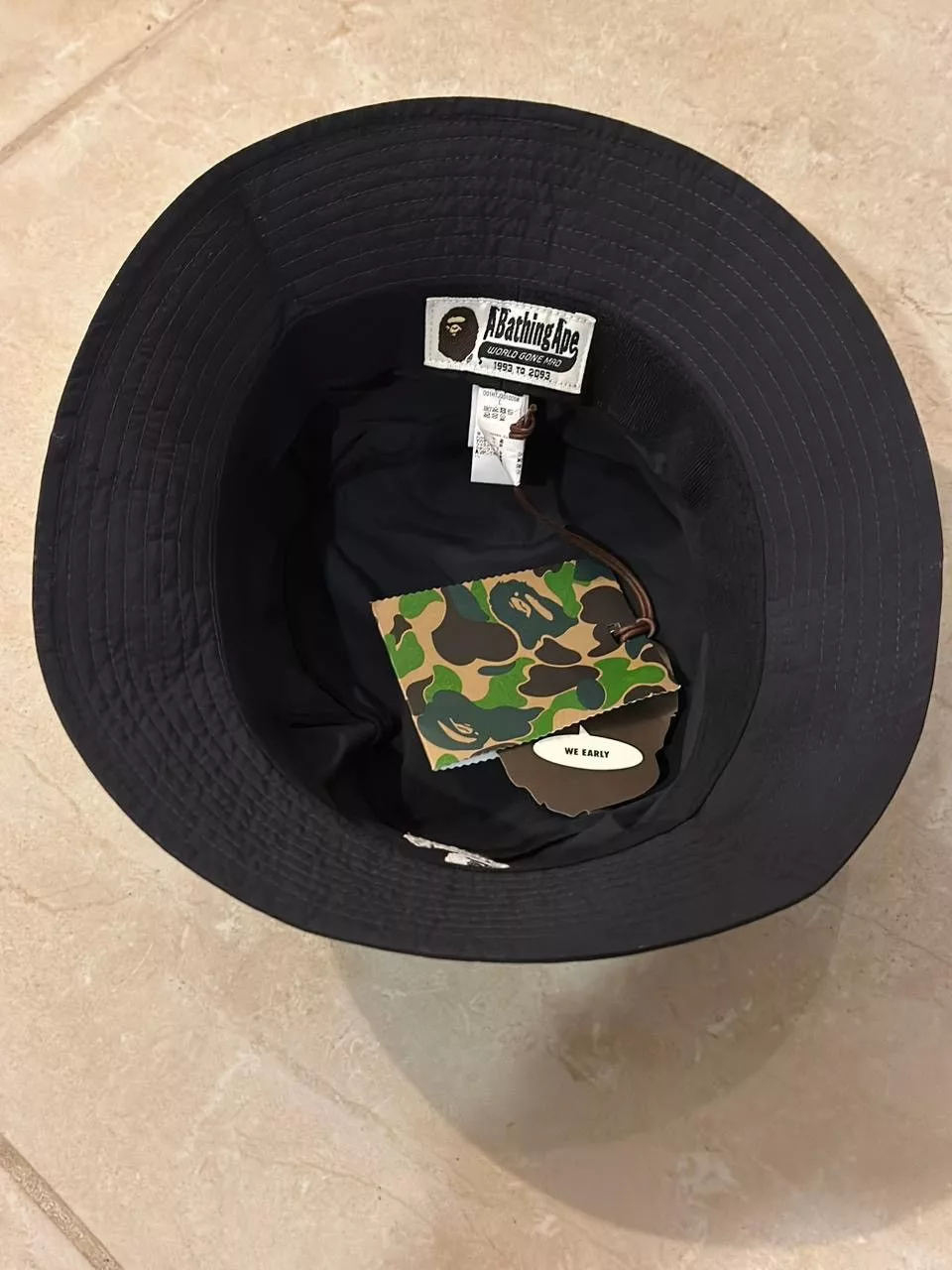 Bape Hats Bape College Mesh Bucket Hat Black