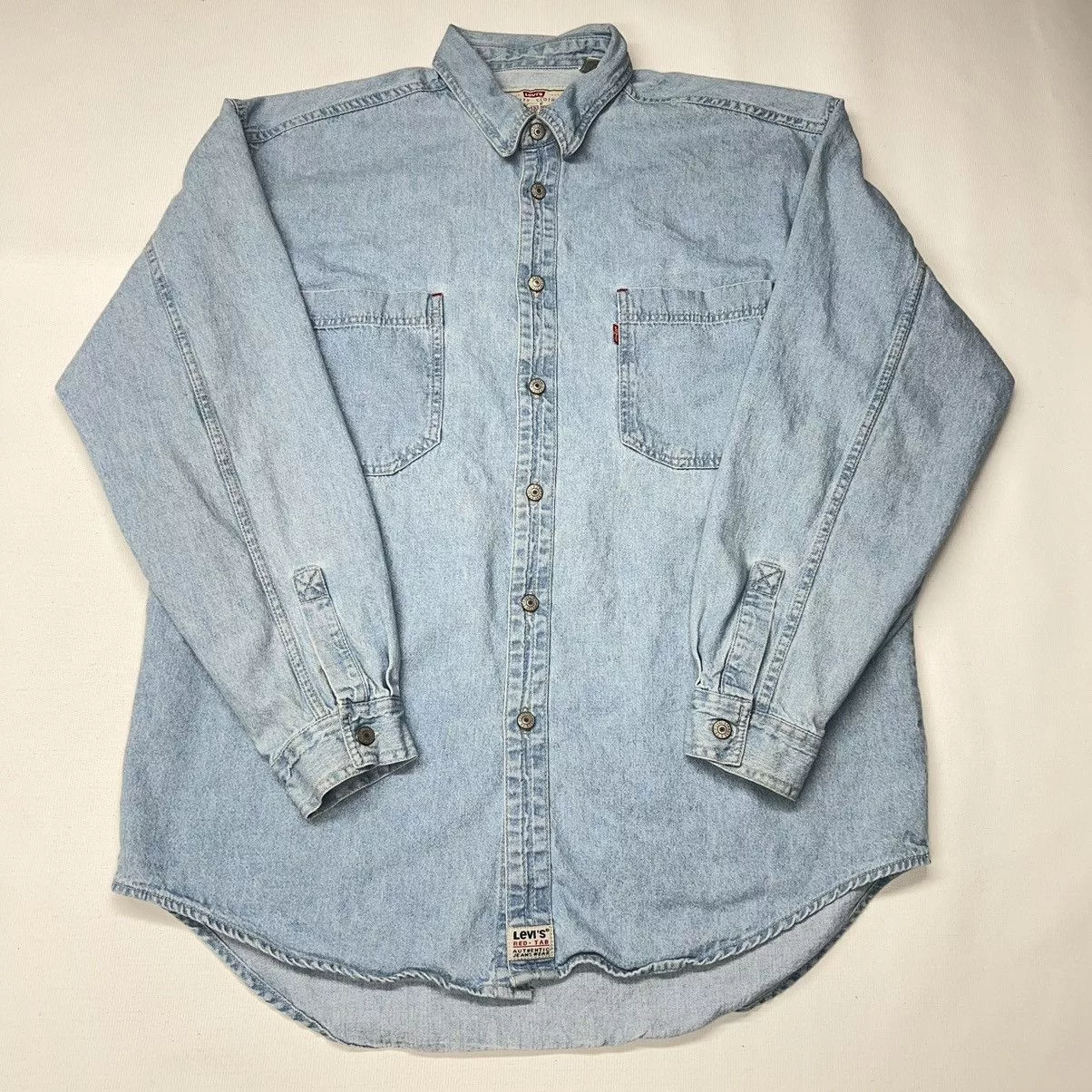 Levi's Shirts Button Ups Levi's × Vintage VTG Levis Denim Shirt Blue Red Tab Authentic Button Work