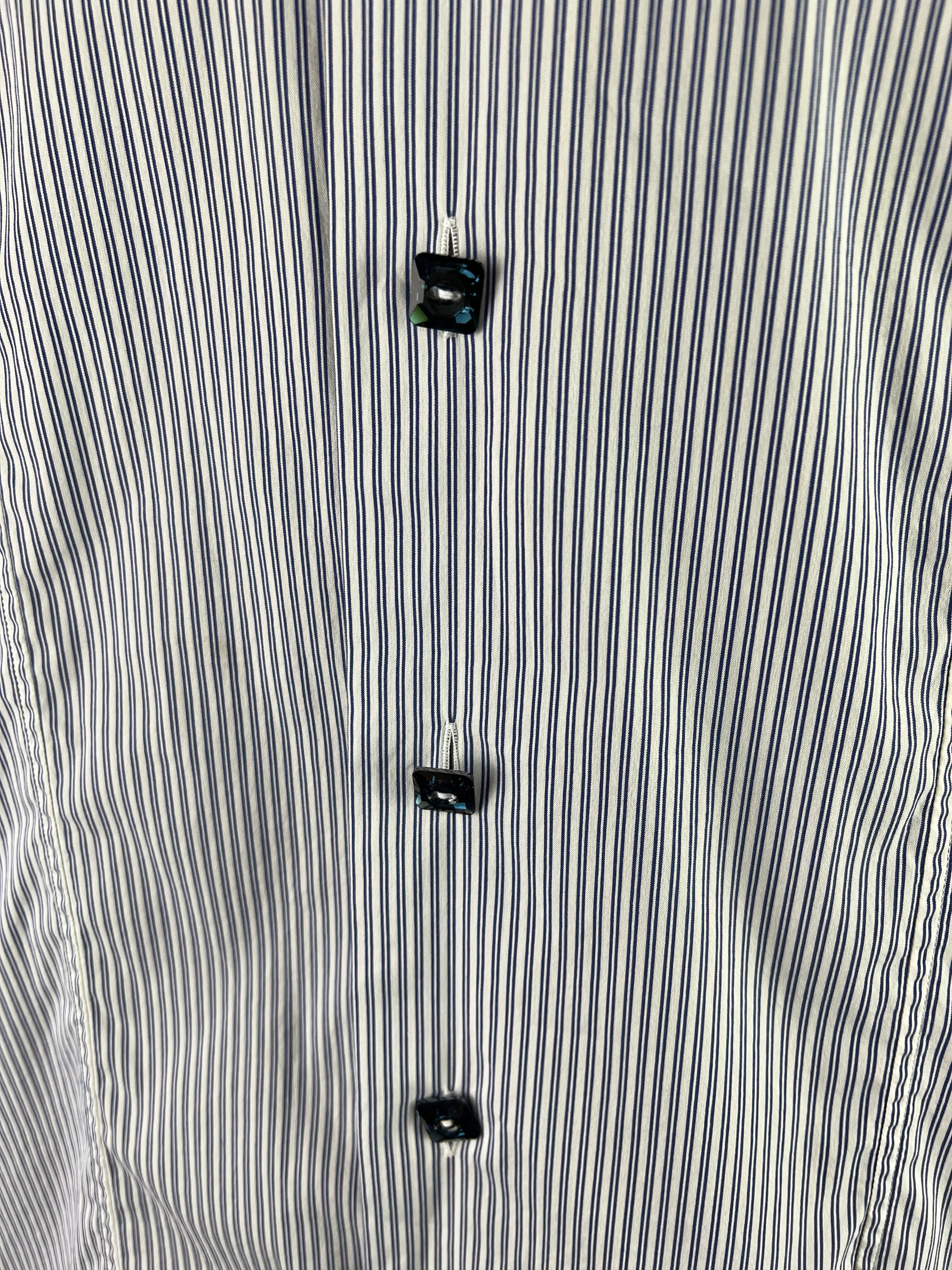 Billionaire Couture Shirts Button Ups Billionaire Couture Striped Cristal Button Up Shirt 18/45 White Vintage