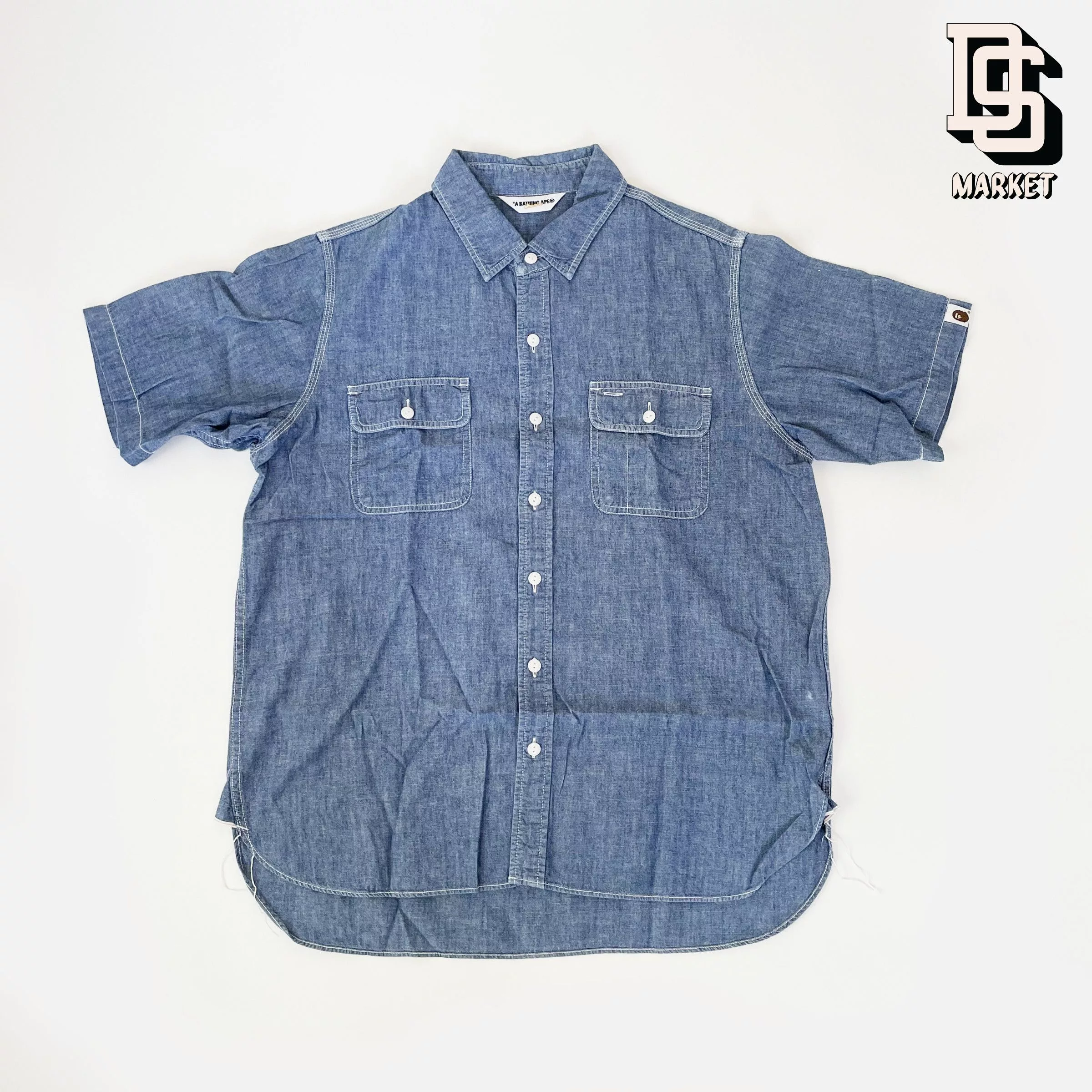 Bape Shirts Button Ups Bape CHAMBRAY BUTTON UP S/S SHIRT Blue