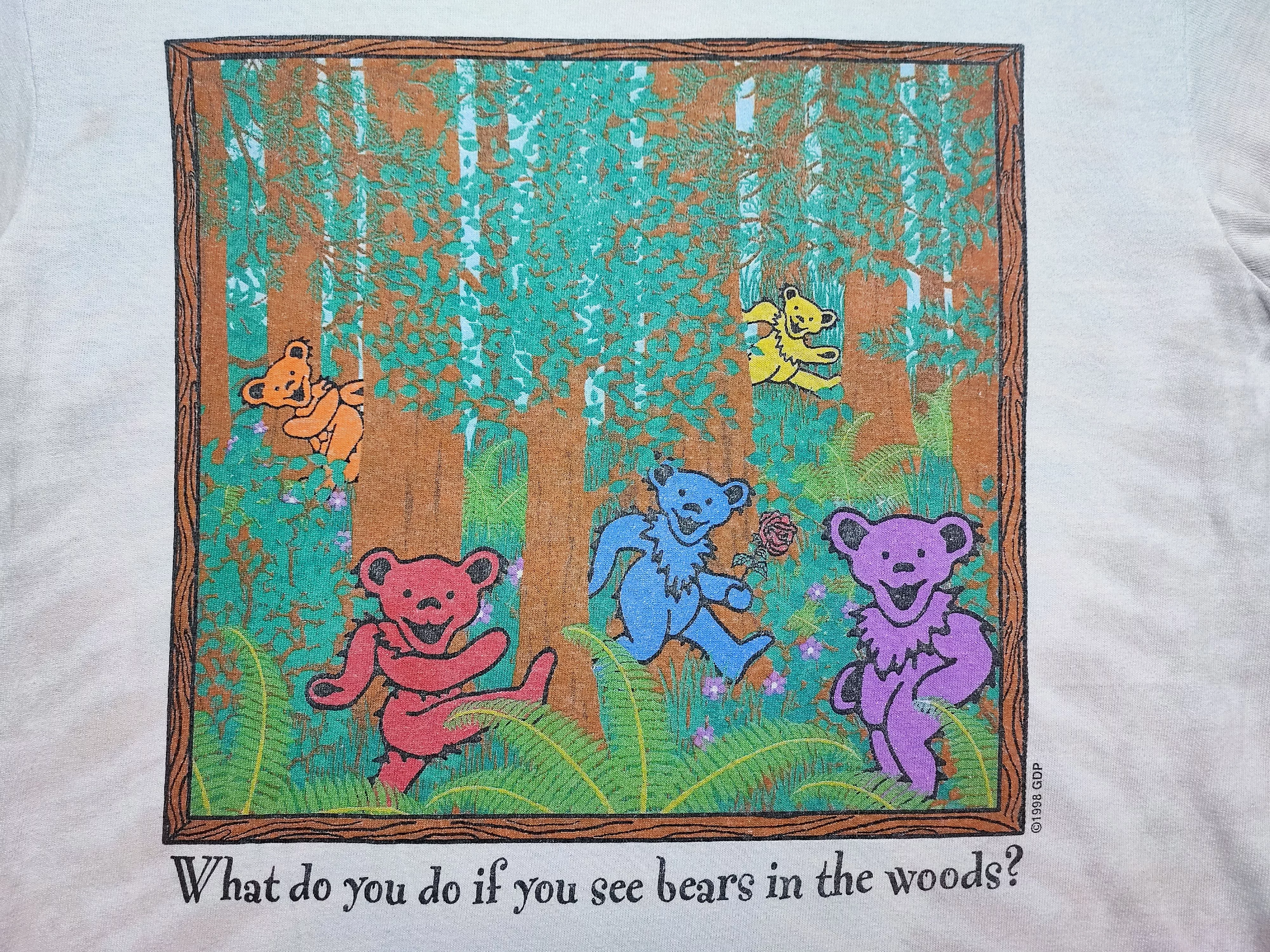 Grateful Dead Short Sleeve T Shirts Grateful Dead × Vintage Grateful Dead What do you do if you see bear in the wood Multi Streetwear