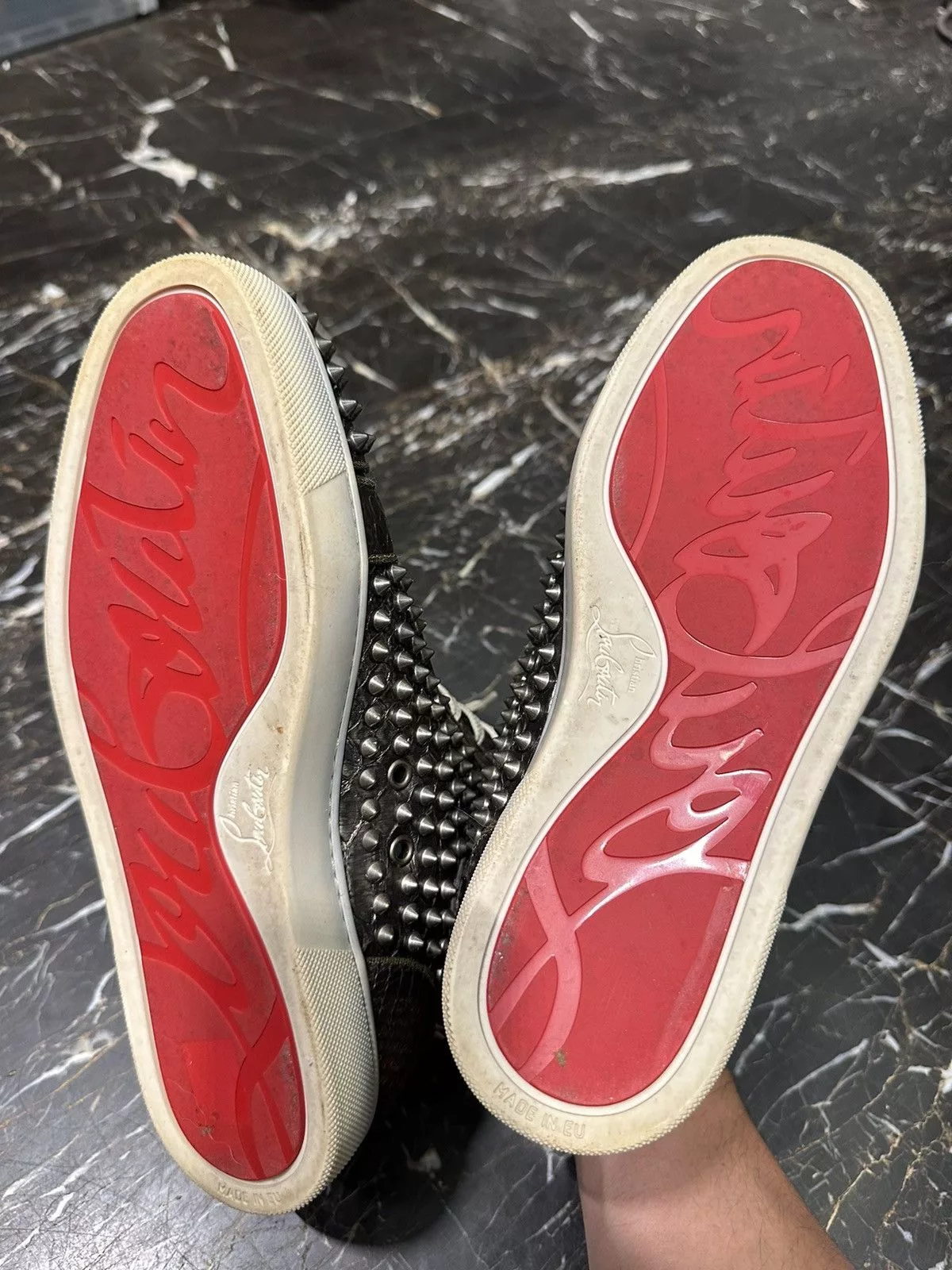 Christian Louboutin Hi Top Sneakers Christian Louboutin High top Python sneaker Silver