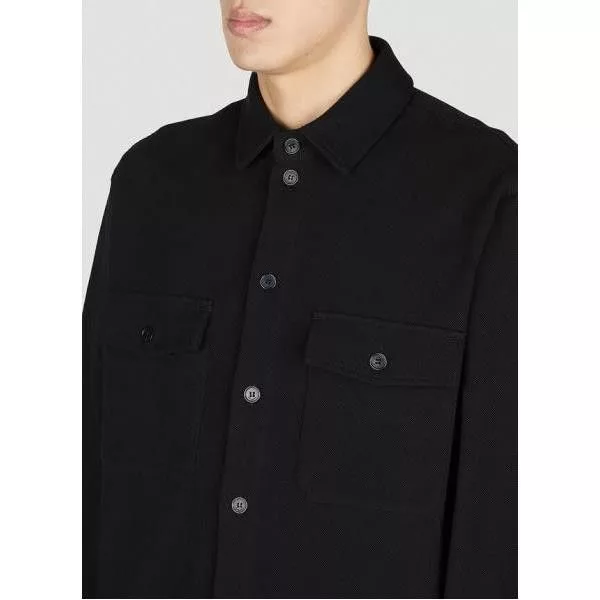 Saint Laurent Paris Shirts Button Ups Saint Laurent Paris o1s1wg110624 Oversized Pique Shirt in Noir Black