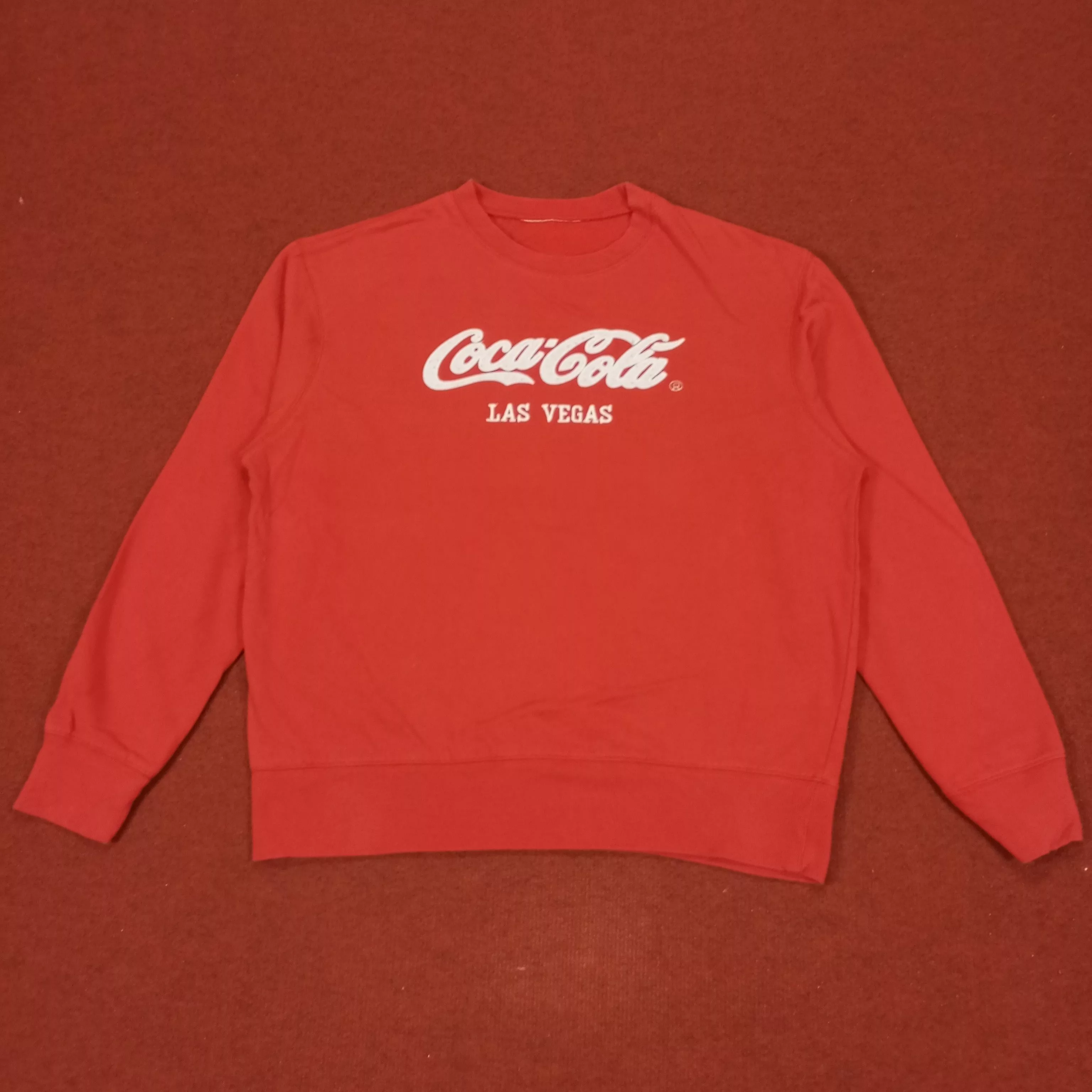 Coca Cola Sweatshirts Hoodies Coca Cola × Vintage Coca Cola Las Vegas Sweatshirt Center Logo Design Red Streetwear