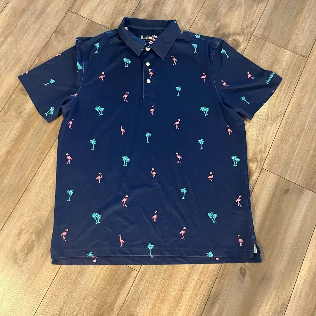 Chubbies Polos Chubbies Blue Athletic Workout Casual Polo Men Medium Bin J-