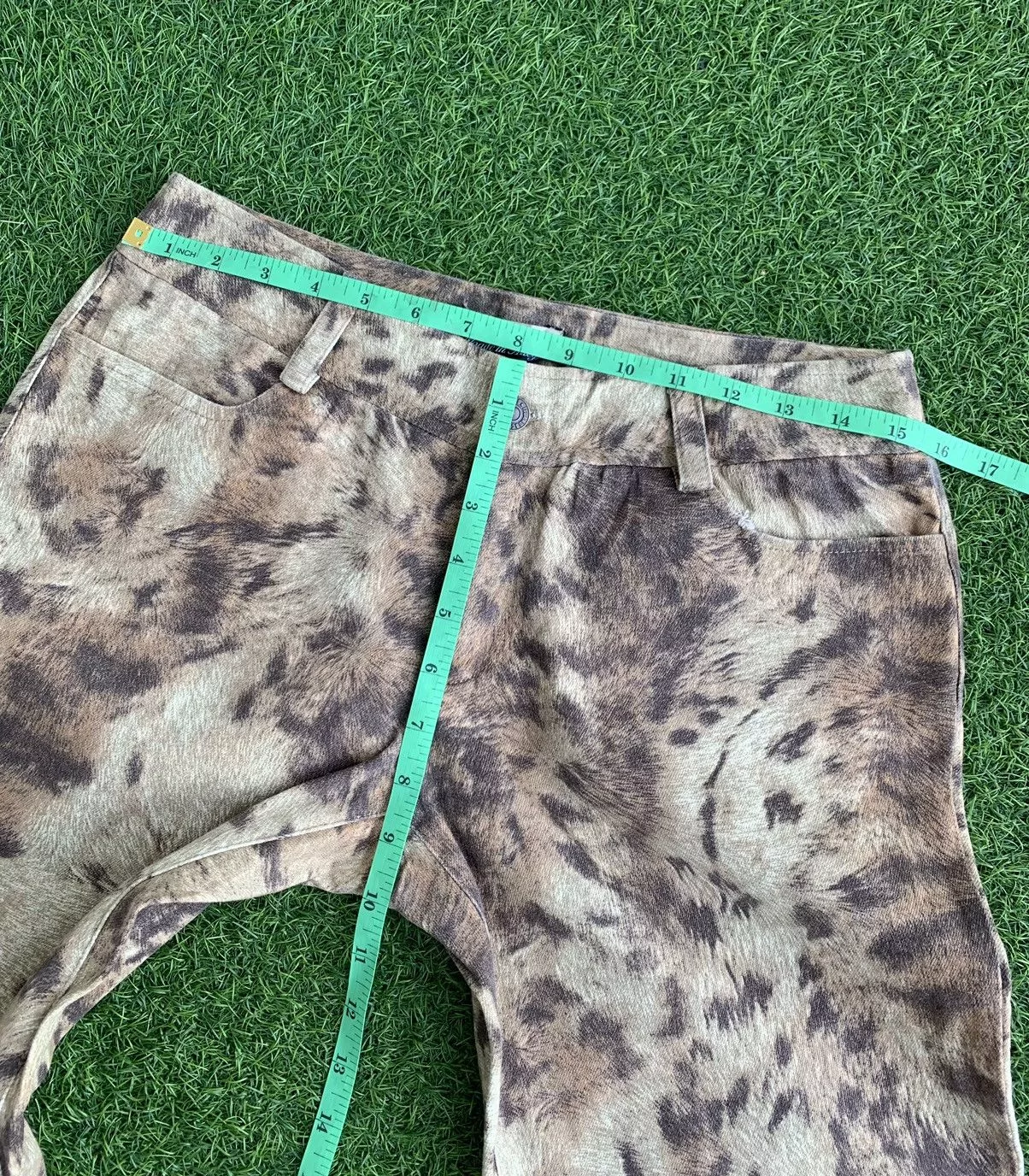 Designer Pants Designer Vintage Grace Continental Leopard Print Flare Brown