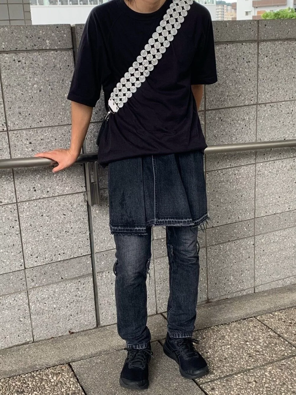 Sacai Denim Sacai Distressed Stonewashed Denim Jeans Black