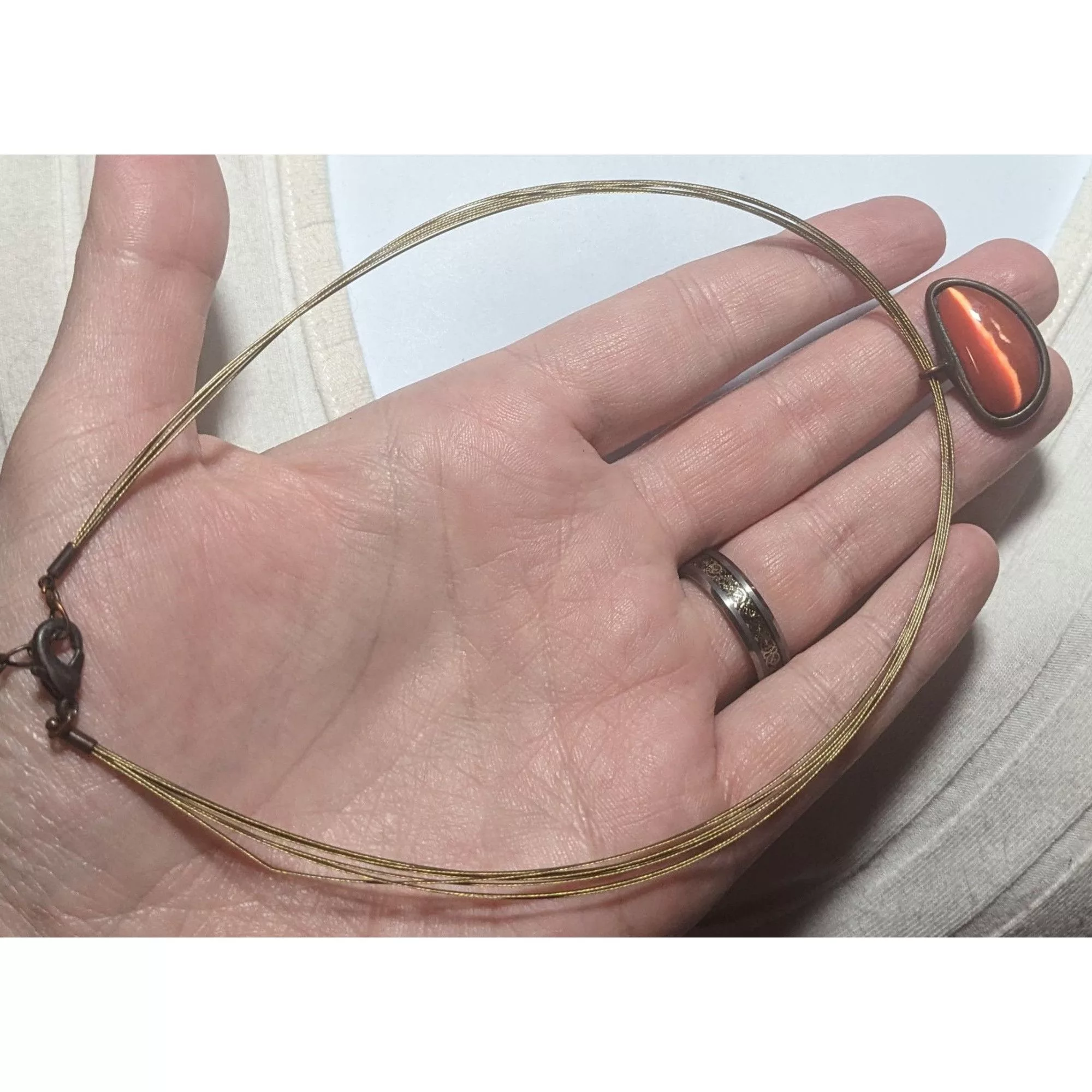 Other Necklaces Other Orange Glass Abstract Cateye Pendant Necklace