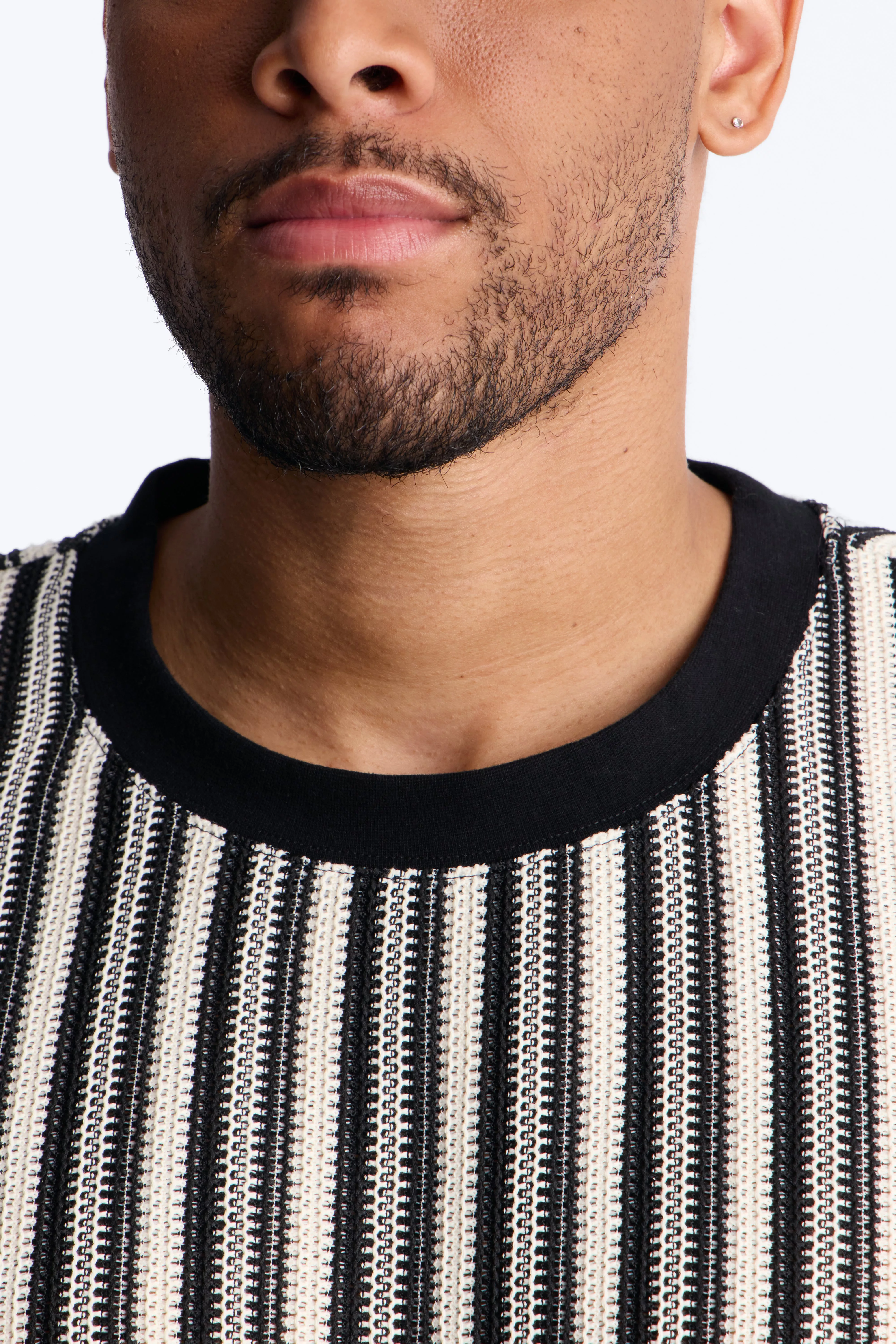 Ribbed Column Muscle Tee - Black/combo