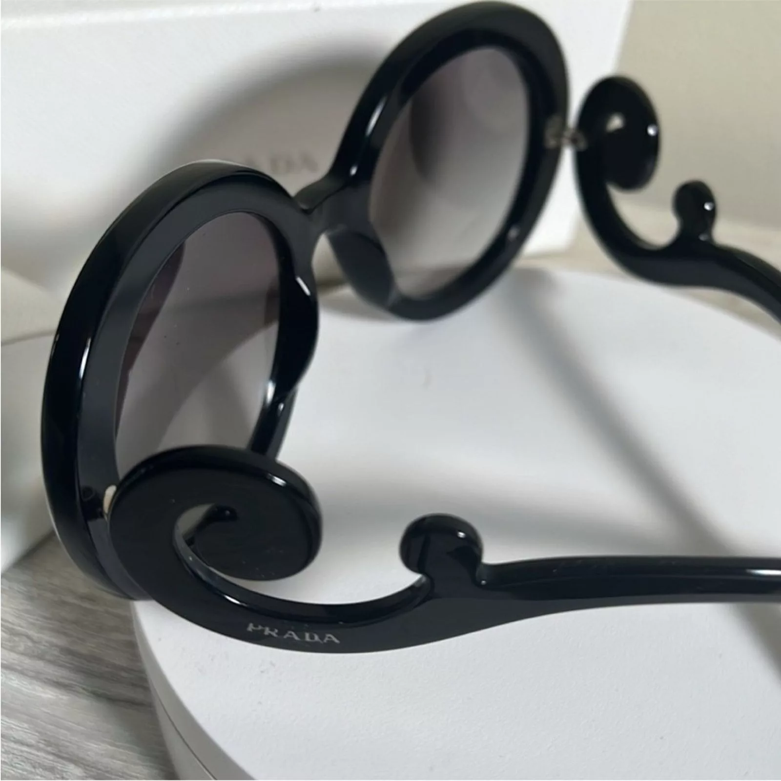 Prada Sunglasses PRADA NEW Women Round black/gray POLARIZED sunglasses