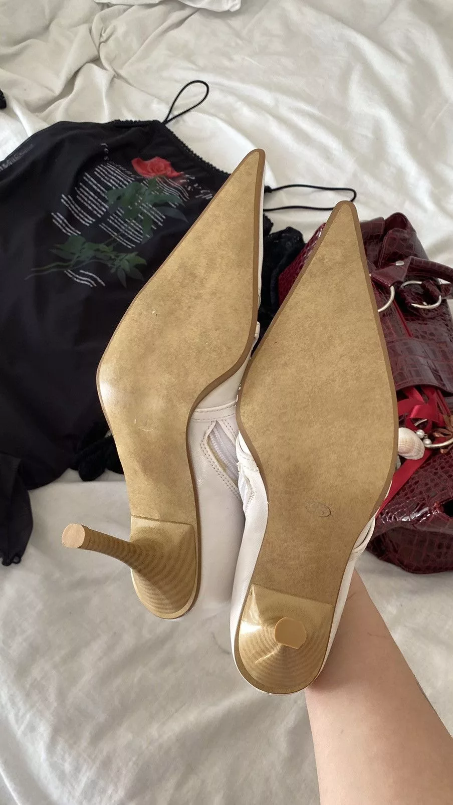 Vintage Platforms Vintage white pointy toe boots