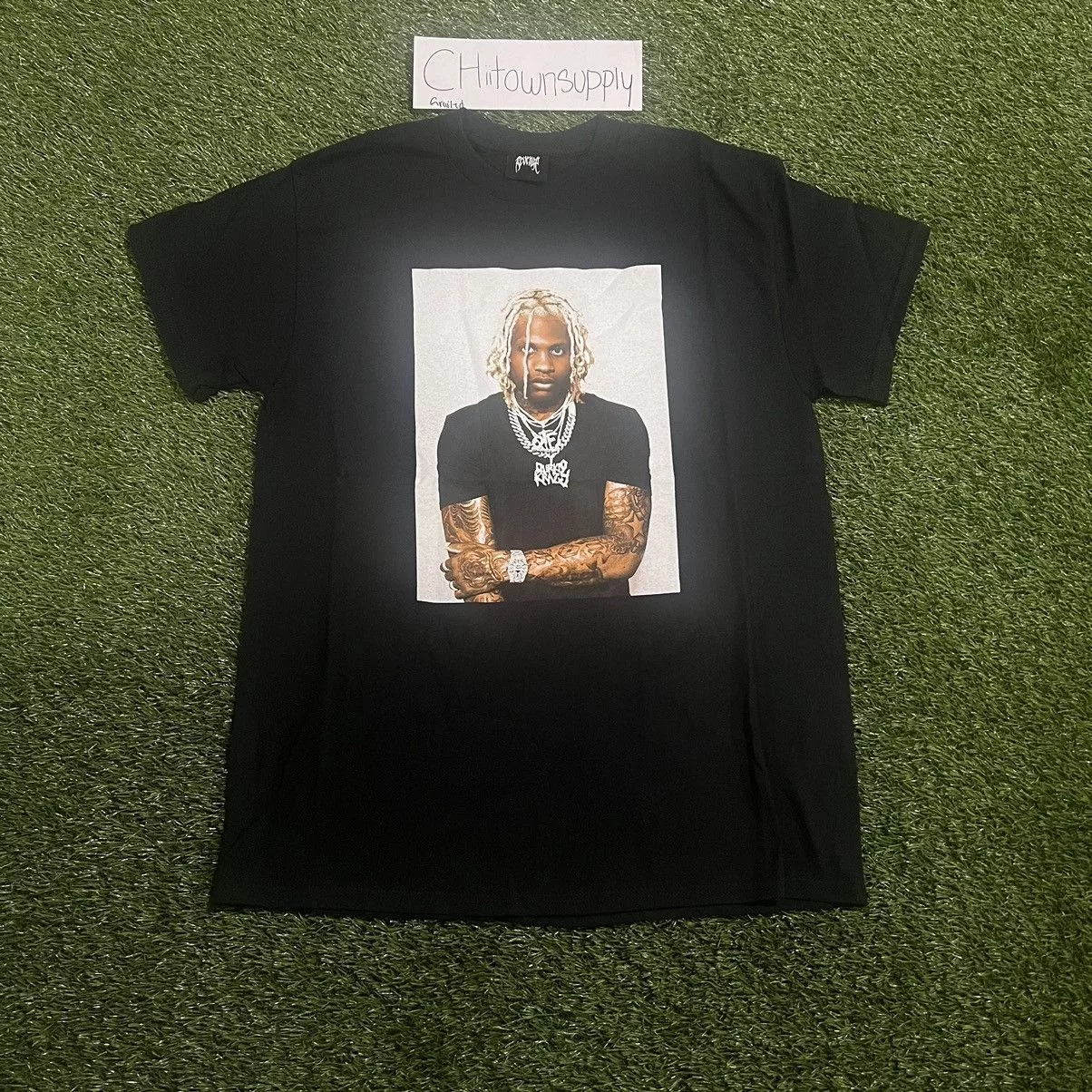 Revenge Short Sleeve T Shirts Revenge Lil Durk Photo Tee Size XL Black