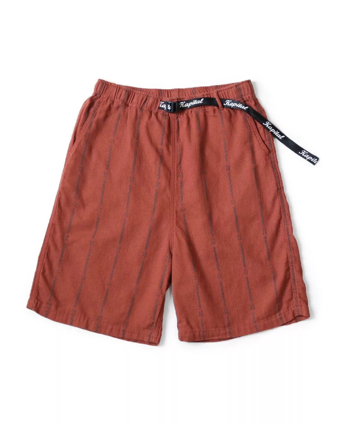 Kapital Shorts Kapital Cotton linen Siamese striped easy shorts size 1 Red