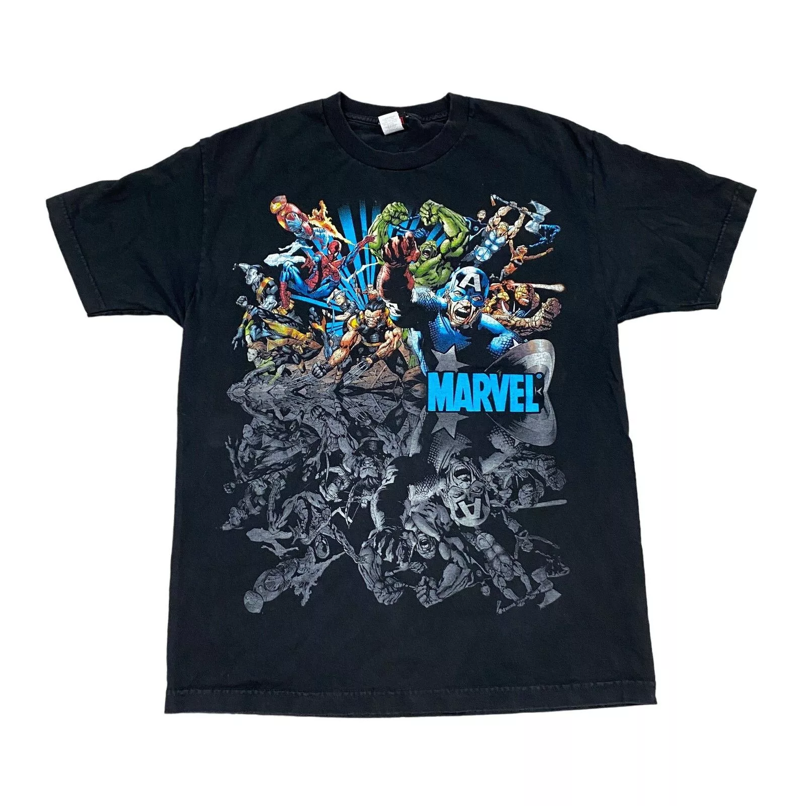 Mad Engine Short Sleeve T Shirts Mad Engine × Marvel Comics × Vintage Vintage Y2K Marvel Comics Mad Engine T Shirt Men's L Black