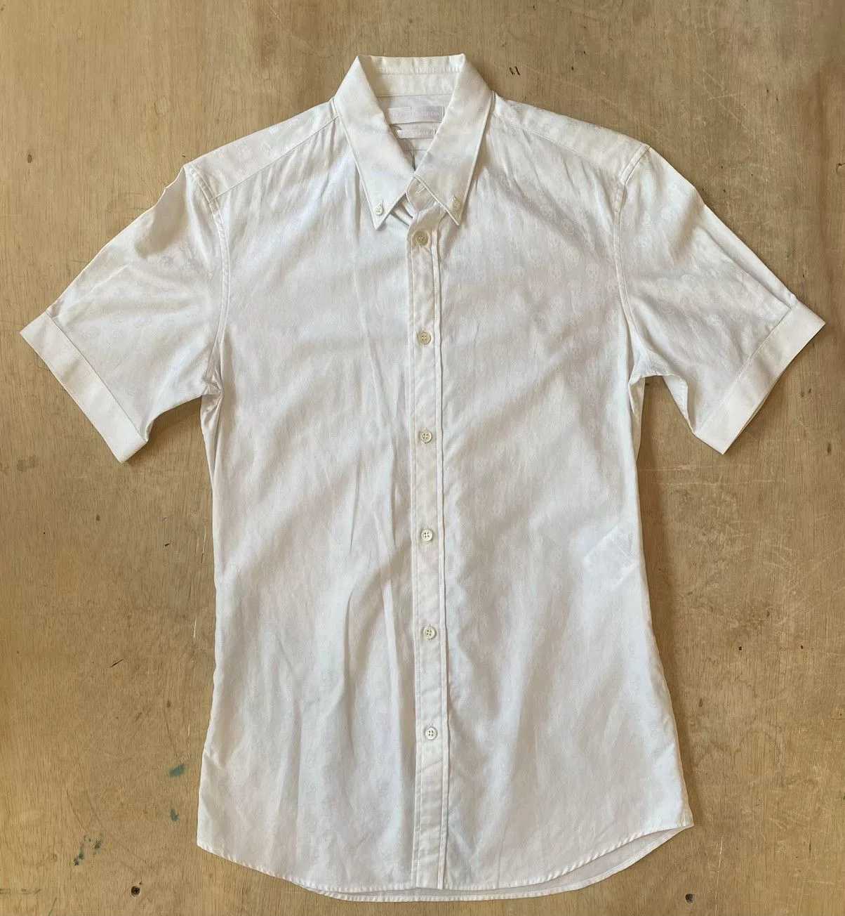 Alexander McQueen Shirts Button Ups Alexander McQueen Subtle SkullShort Sleeve Shirt White