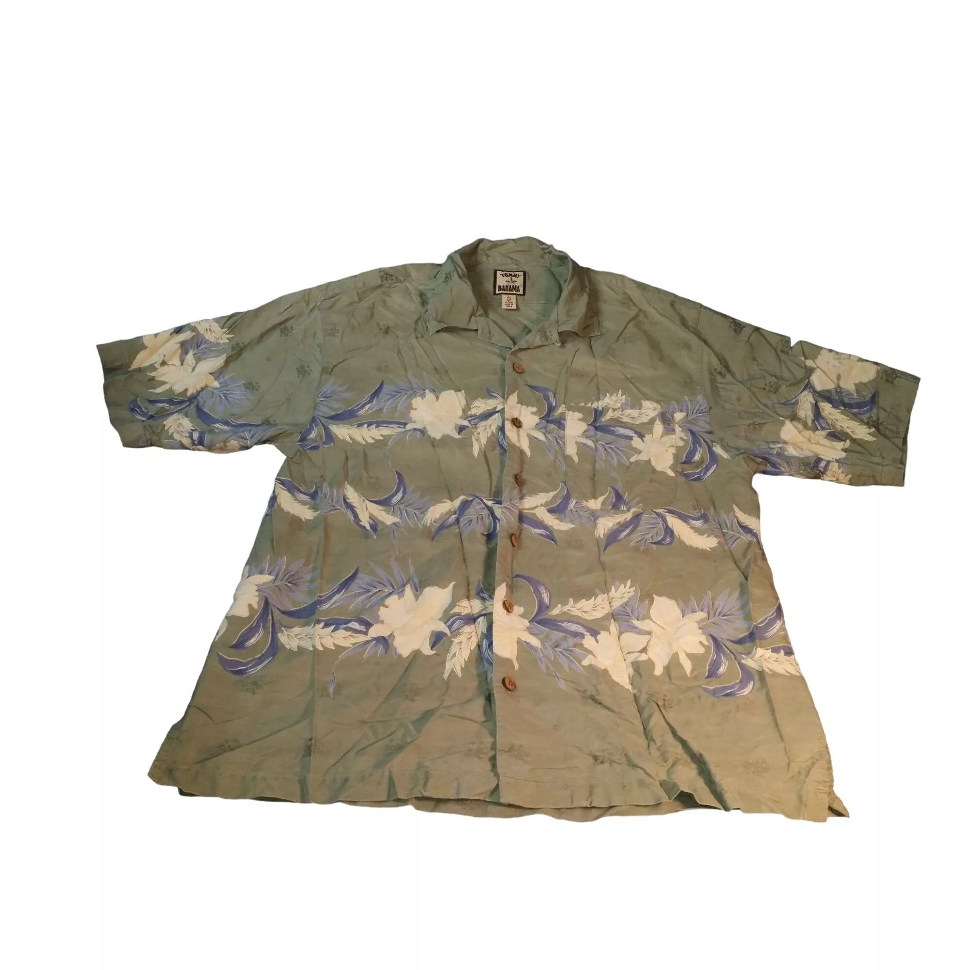 Tommy Bahama Shirts Button Ups Vintage Tommy Bahama Button Up Shirt Men Sz L Floral Silk Is Green
