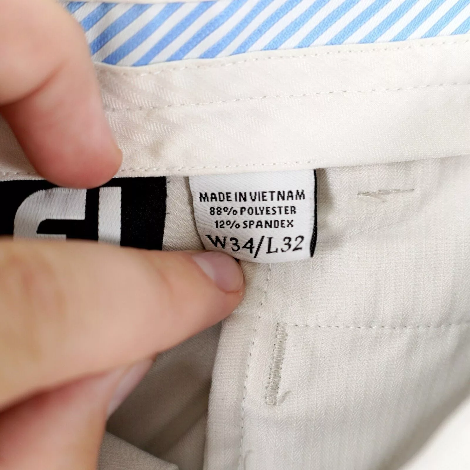 Footjoy Casual Pants Footjoy Gray Cream GOlf Mid Rise Flat Front Polyester Spande