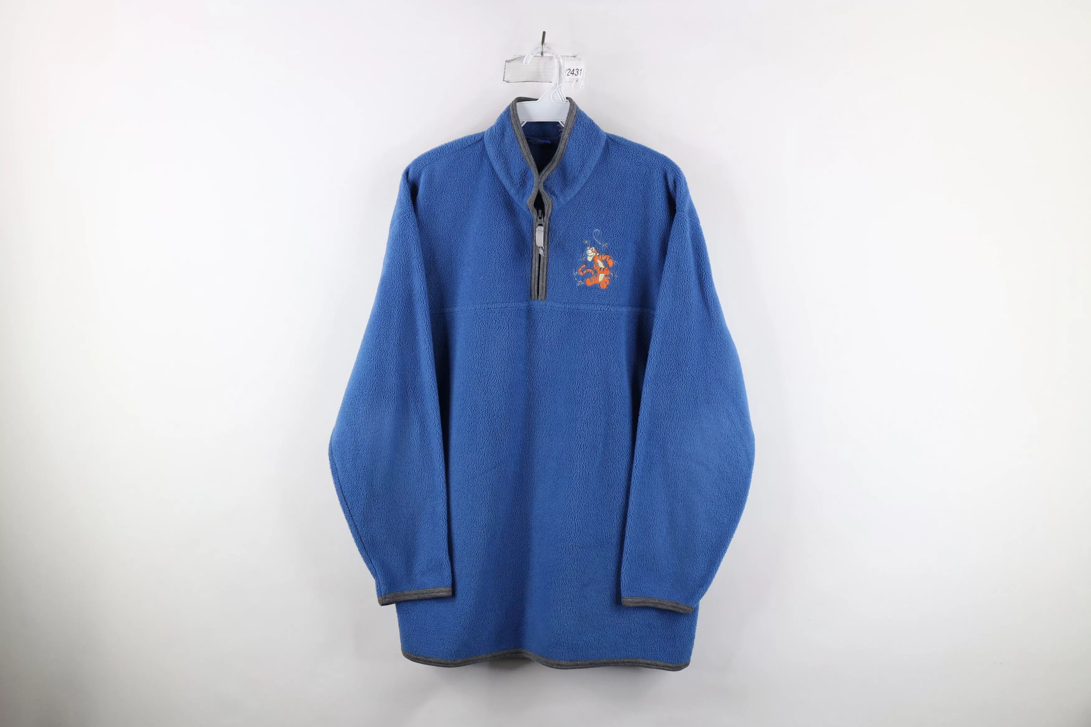 Disney Sweaters Disney × Vintage Vintage 90s Disney Winnie the Pooh Tigger Zip Fleece Sweater Blue