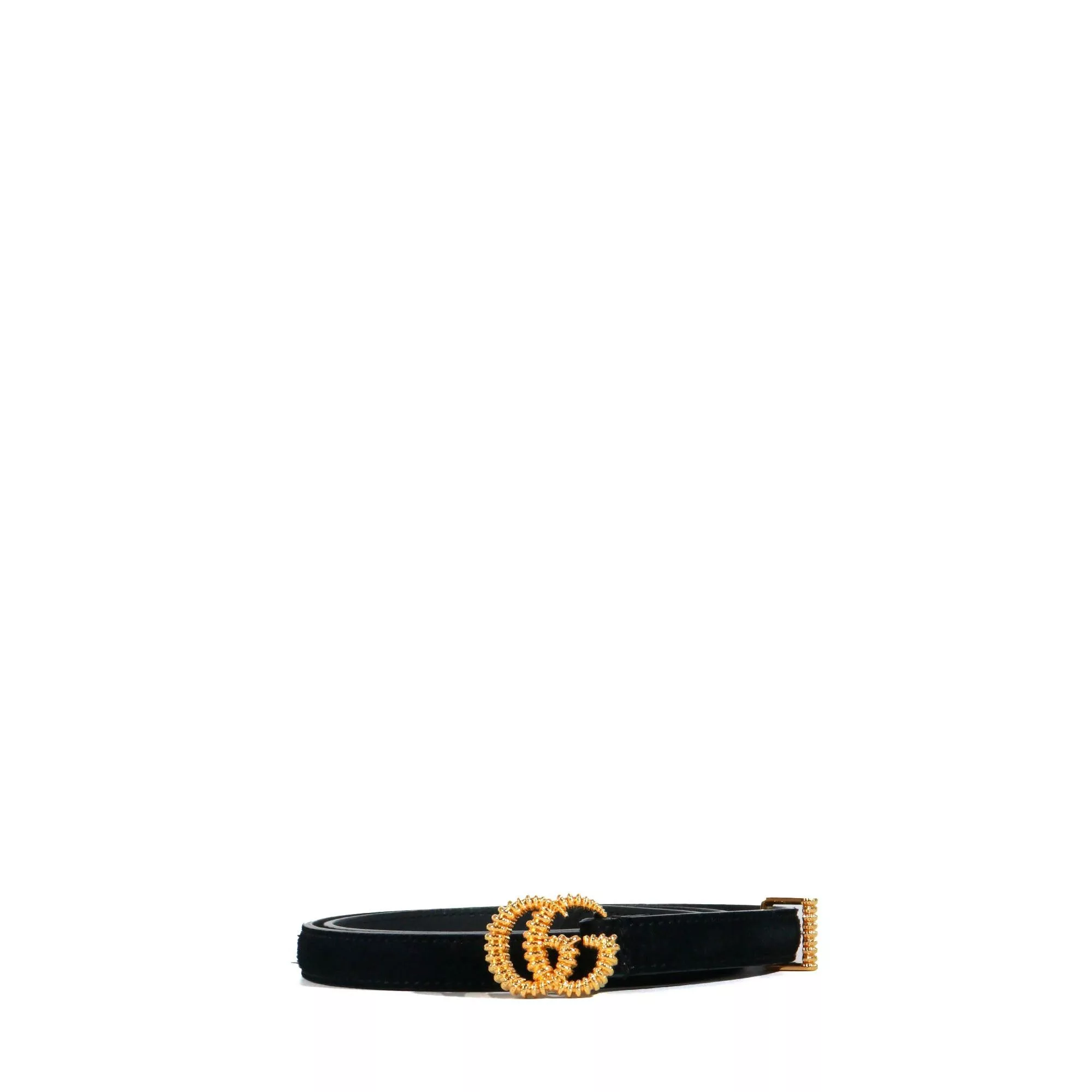 Gucci Belts GUCCI - Gucci fine GG Buckle Marmont belt in black suede (T80) Multi