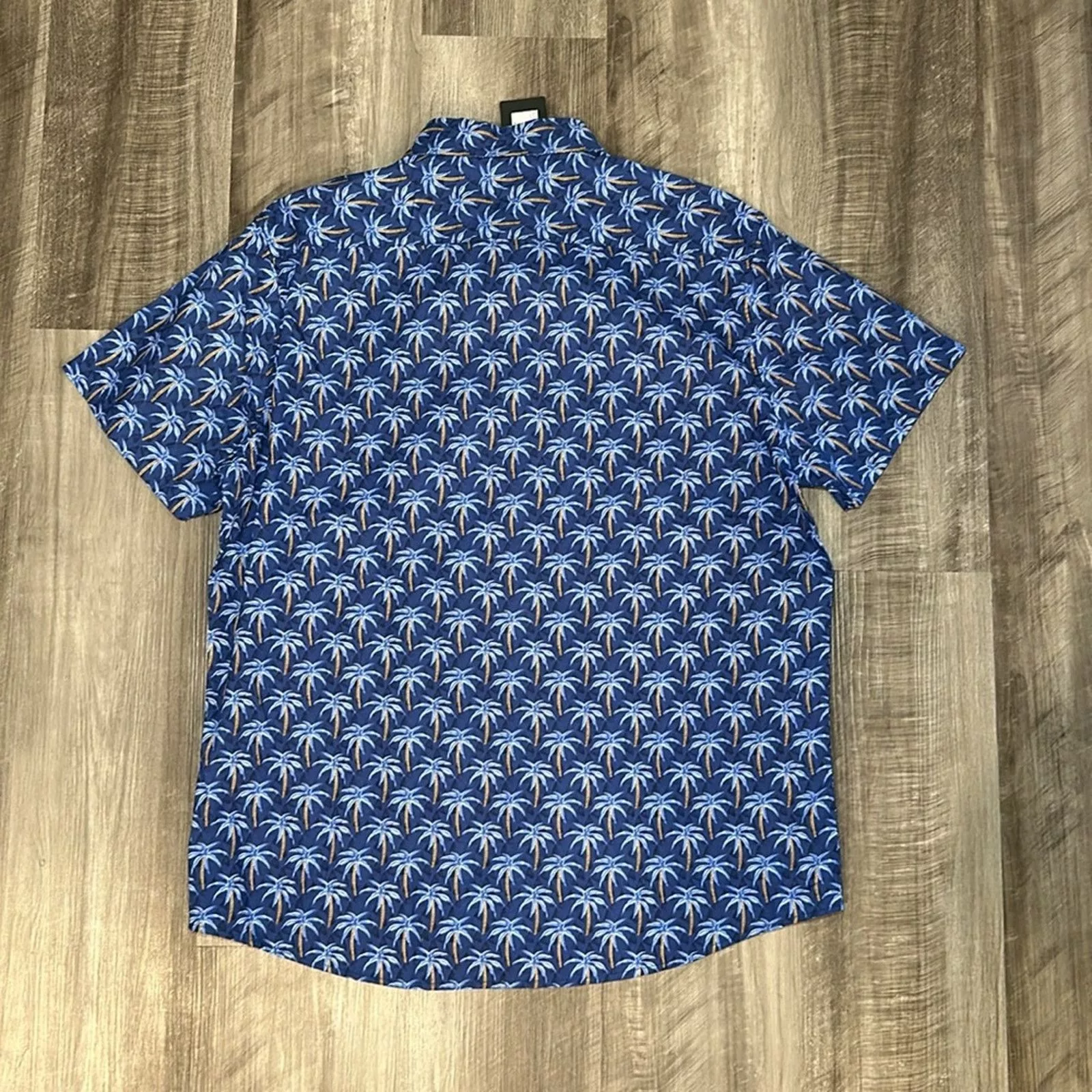 Slate & Stone Shirts Button Ups Slate & Stone Navy Mini Palm Tree Poplin Short Sleeve- Large Blue