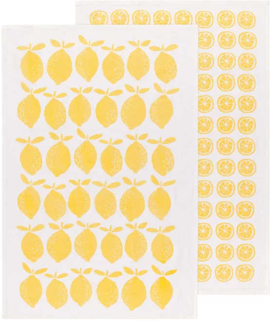 Lemon Print Yellow Floursack 2 set