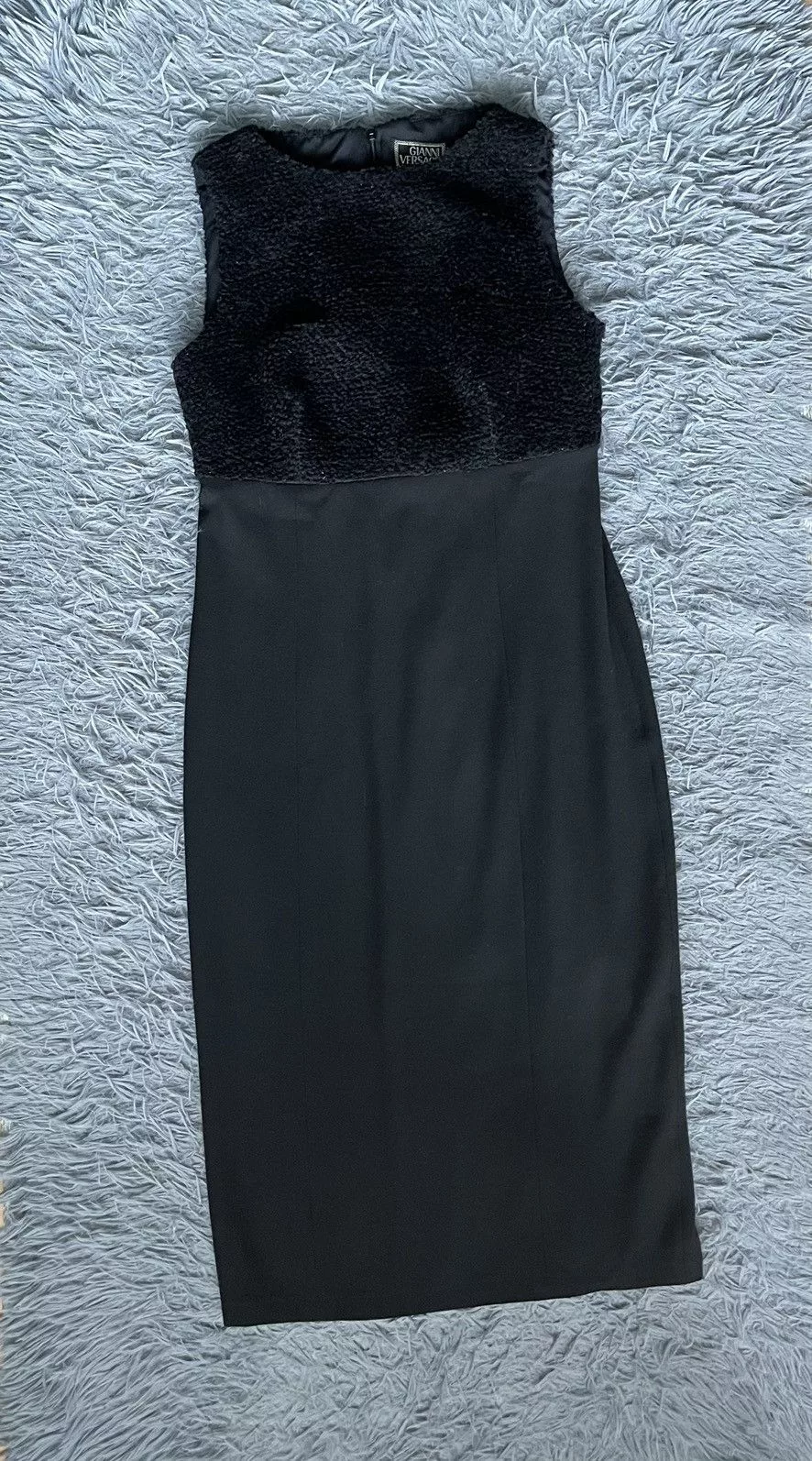 Versace Midi Dresses Gianni Versace 90s archive Boucle wool dress Black Vintage