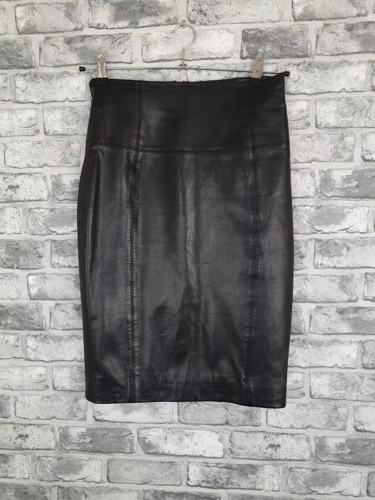 Designer Midi Skirts Designer Amanda Wakeley Leather Skirt Size 10 Black Pencil