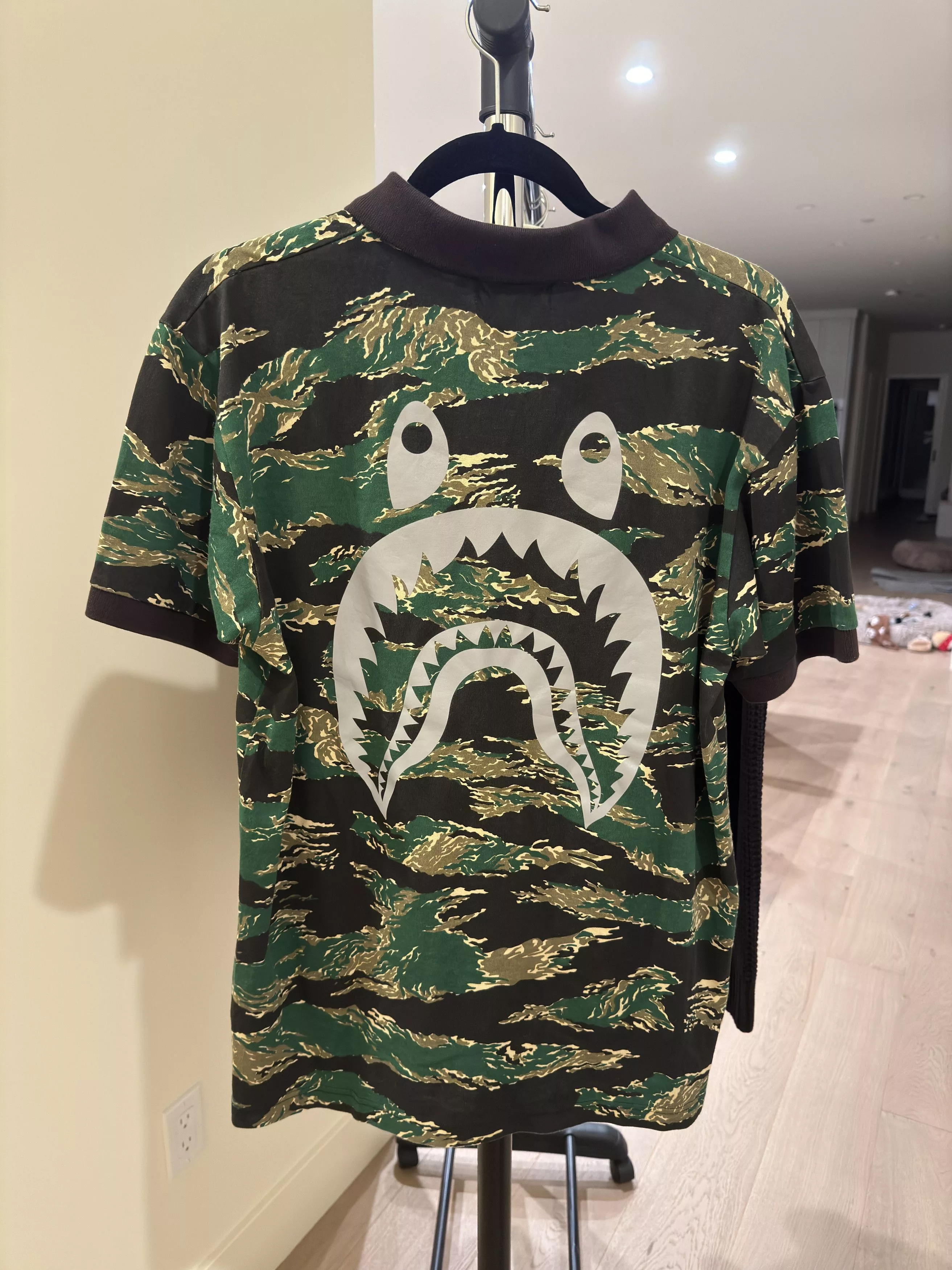Bape Polos Bape Tiger Camo Shark Polo Green