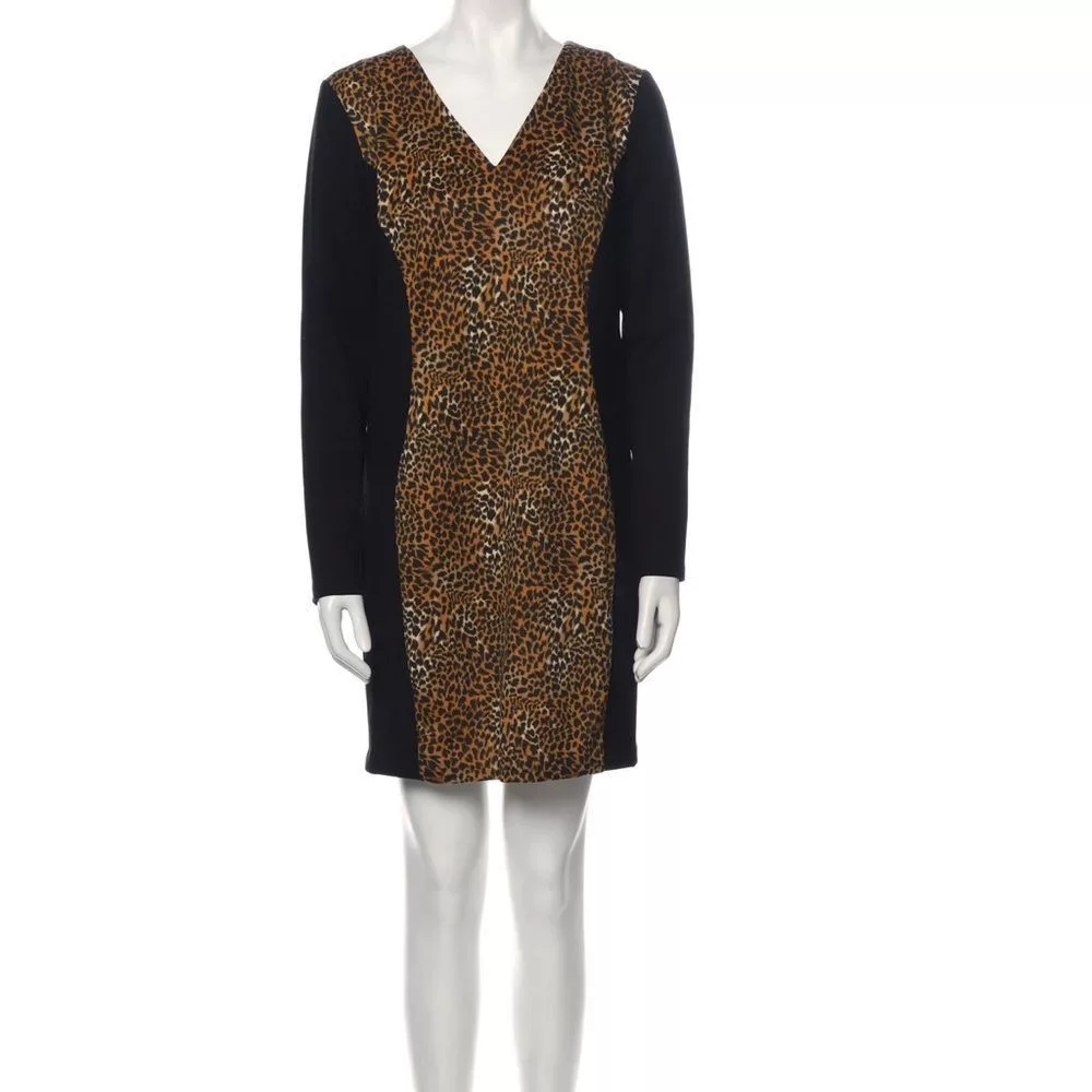 Michael Kors Midi Dresses Michael Kors SZ 10 Animal Print color block dress Black