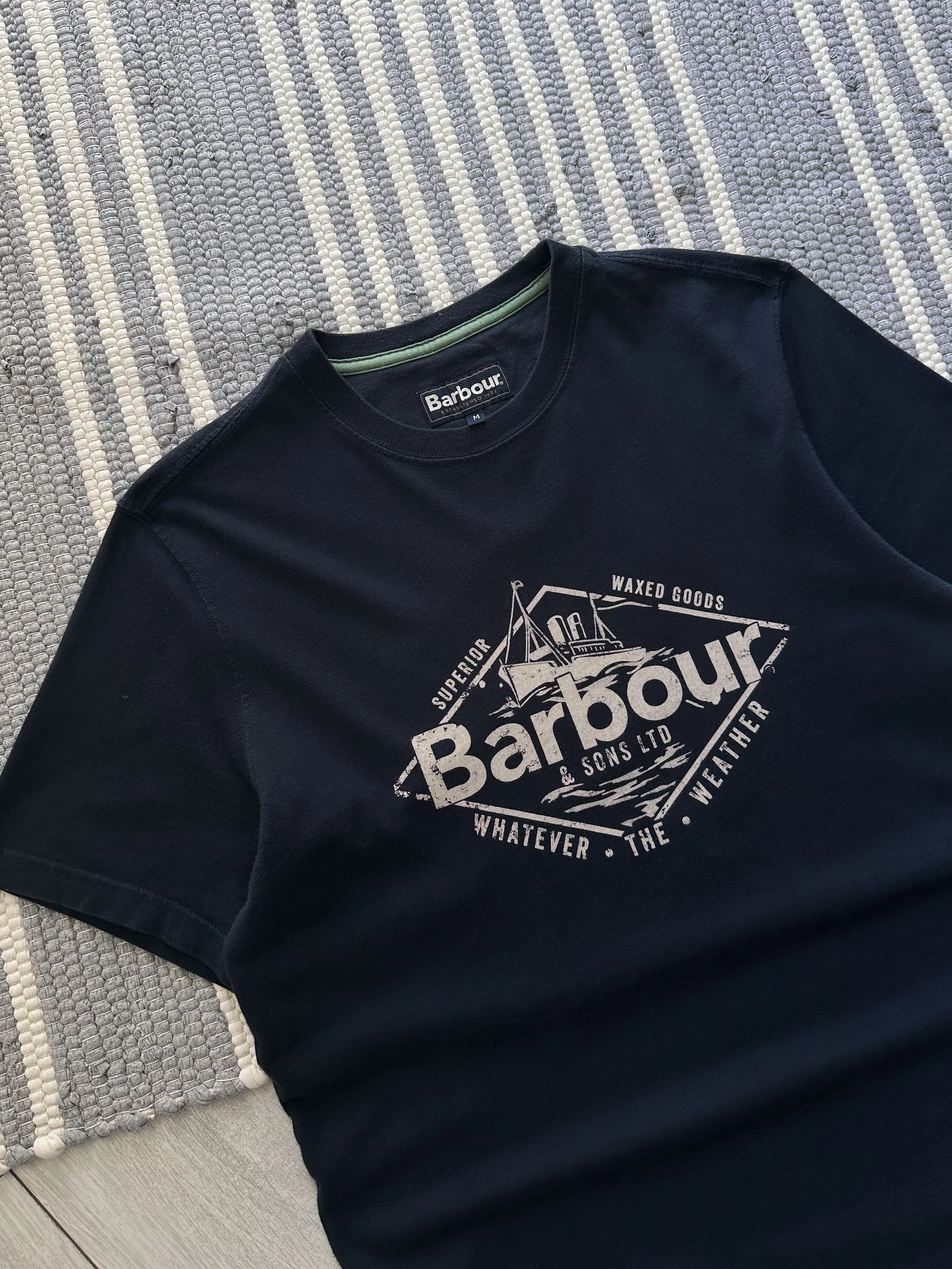 Barbour Short Sleeve T Shirts Barbour Logo Tee Shirt Blue